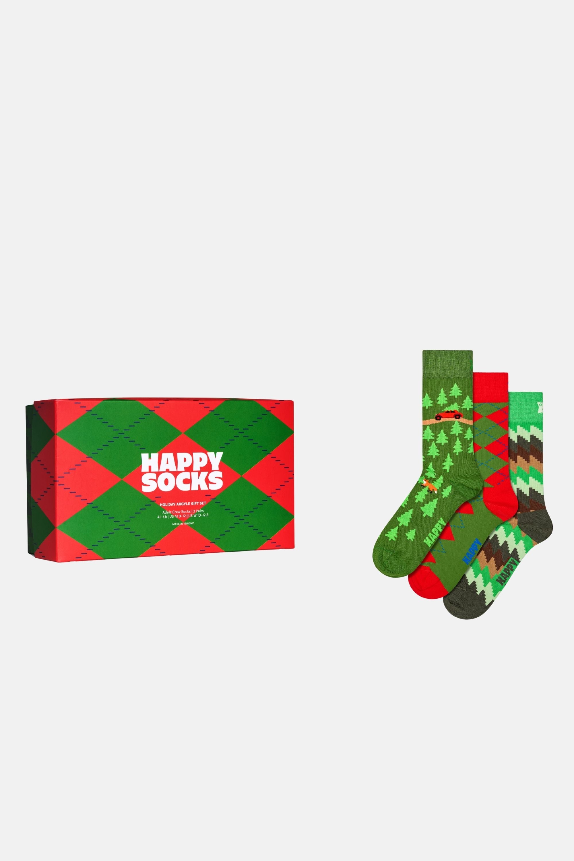 Happy Socks - Çok Renkli Doğa Desenli 3Lü Pamuklu Çorap Seti