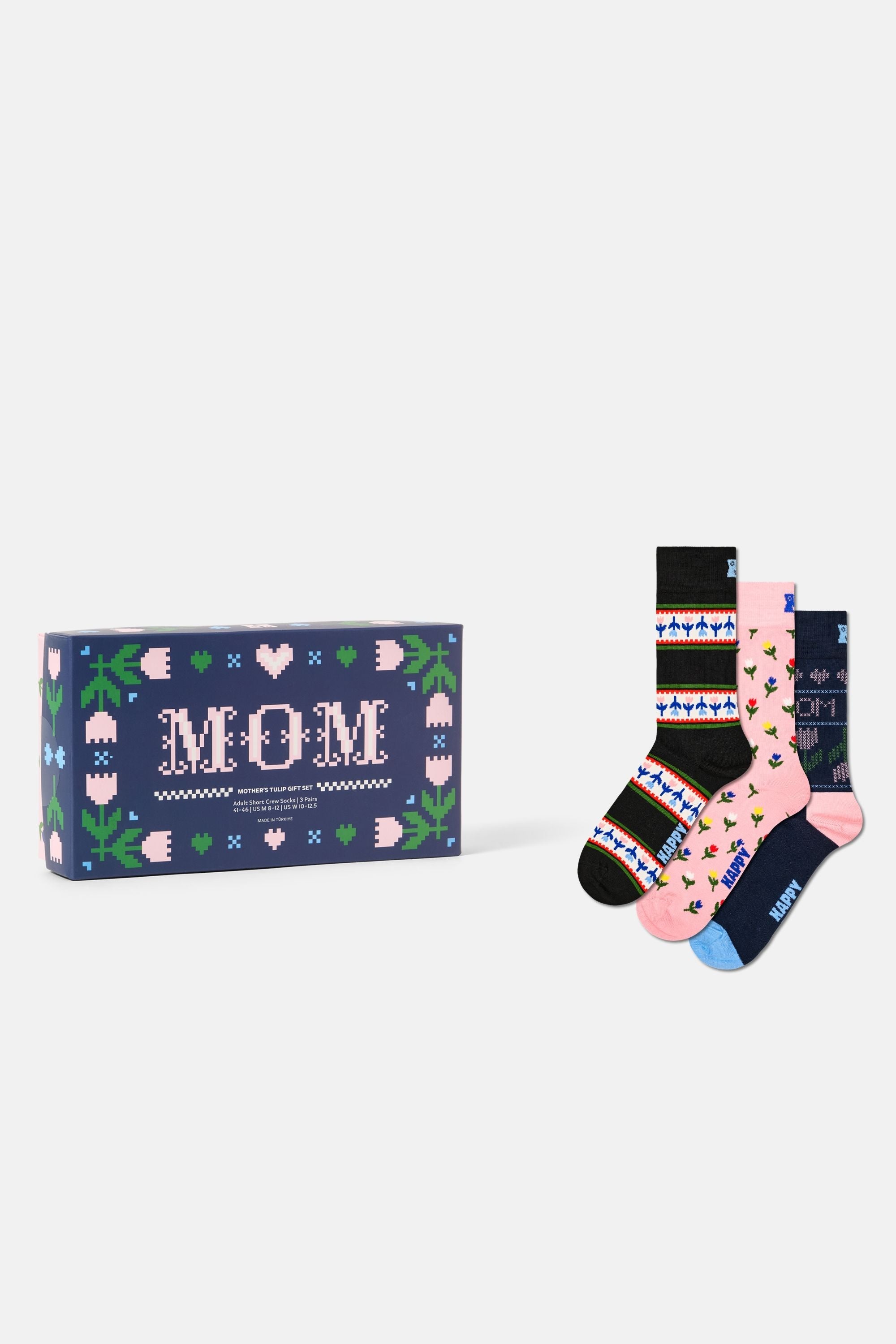 Happy Socks - Çok Renkli Anneler Günü Desenli 3Lü Pamuklu Çorap Seti