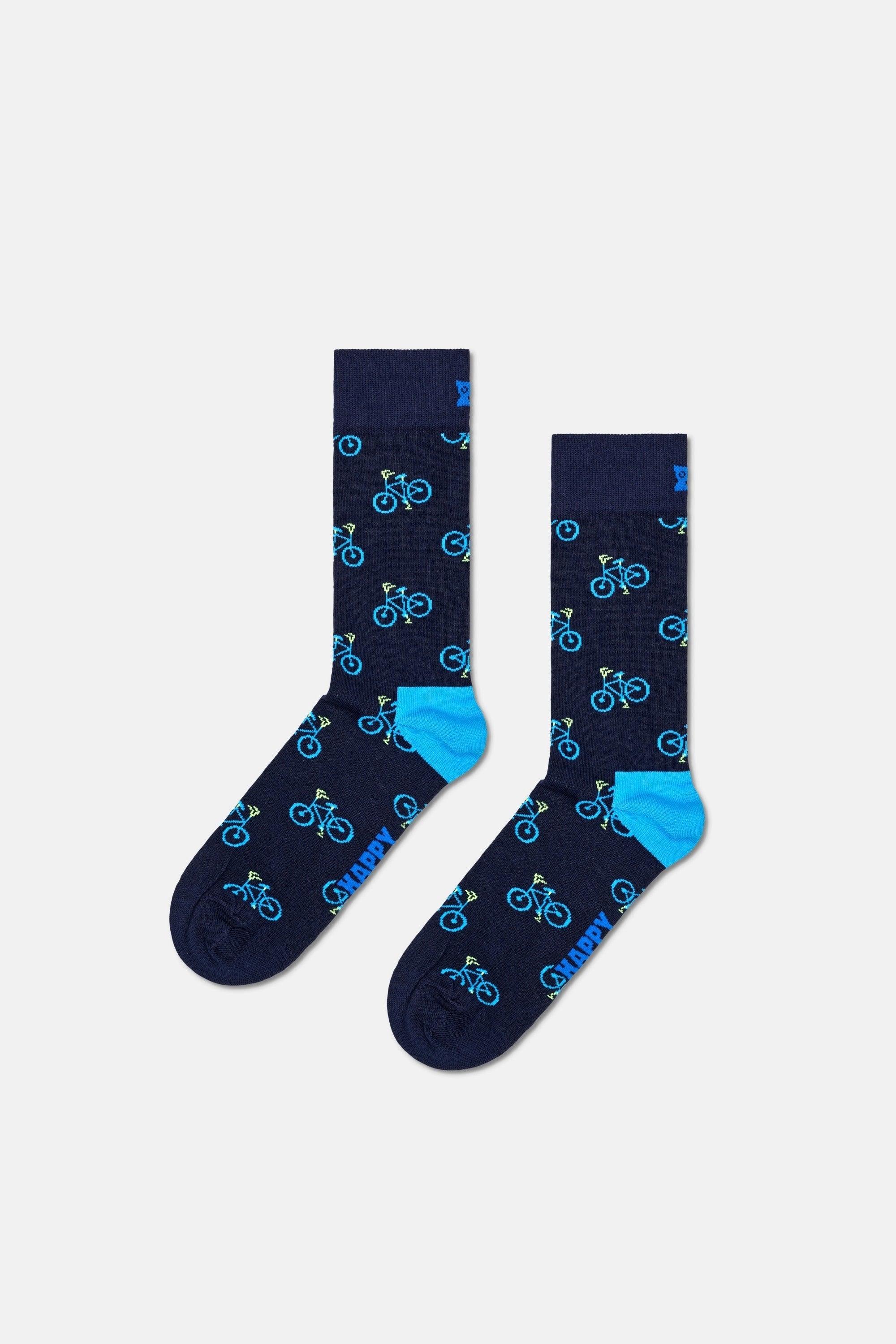 Happy Socks - Lacivert Bisiklet Desenli Pamuklu Çorap