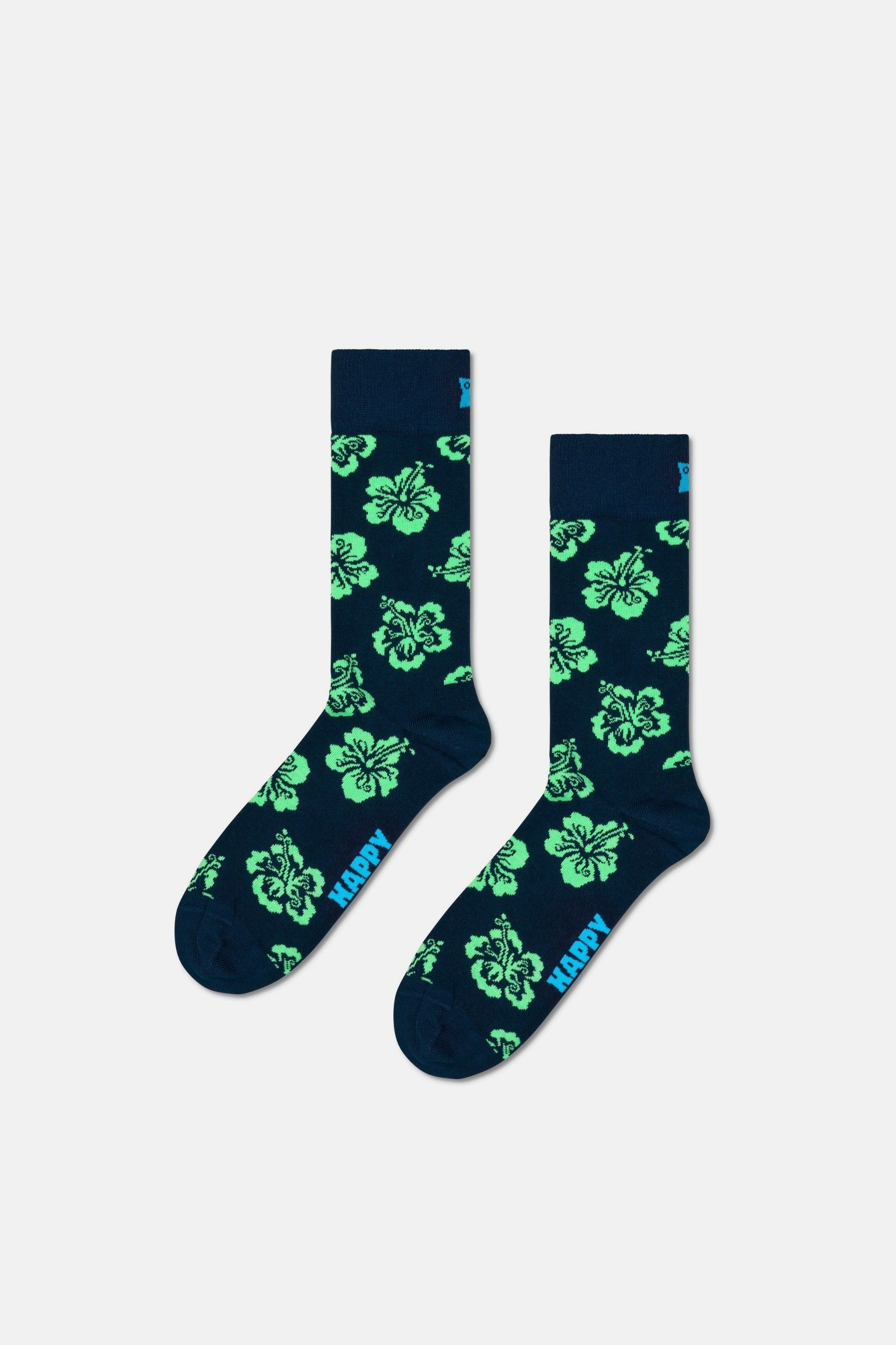 Happy Socks - Hibiskus Çiçek Desenli Pamuklu Çorap