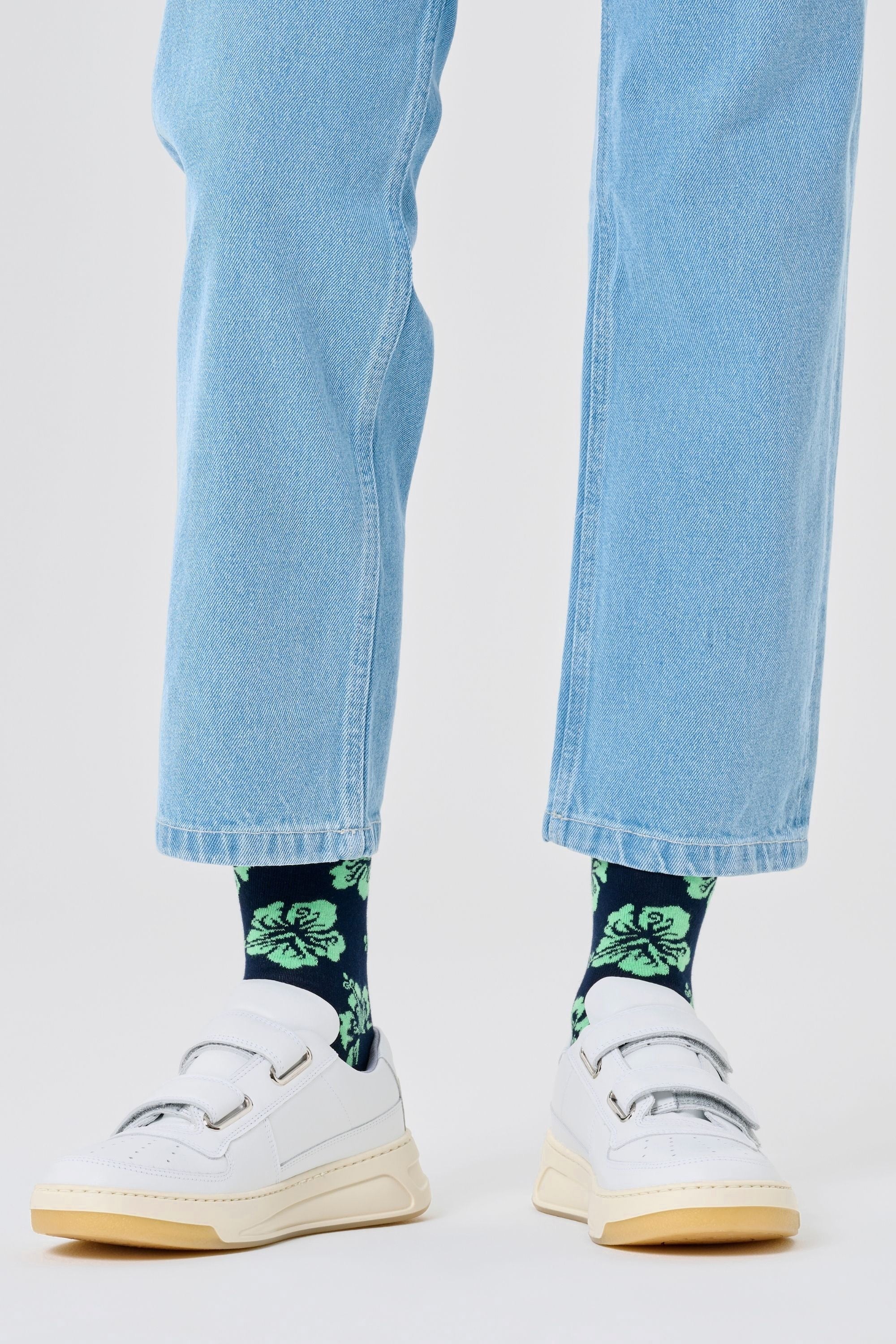 Happy Socks - Hibiskus Çiçek Desenli Pamuklu Çorap