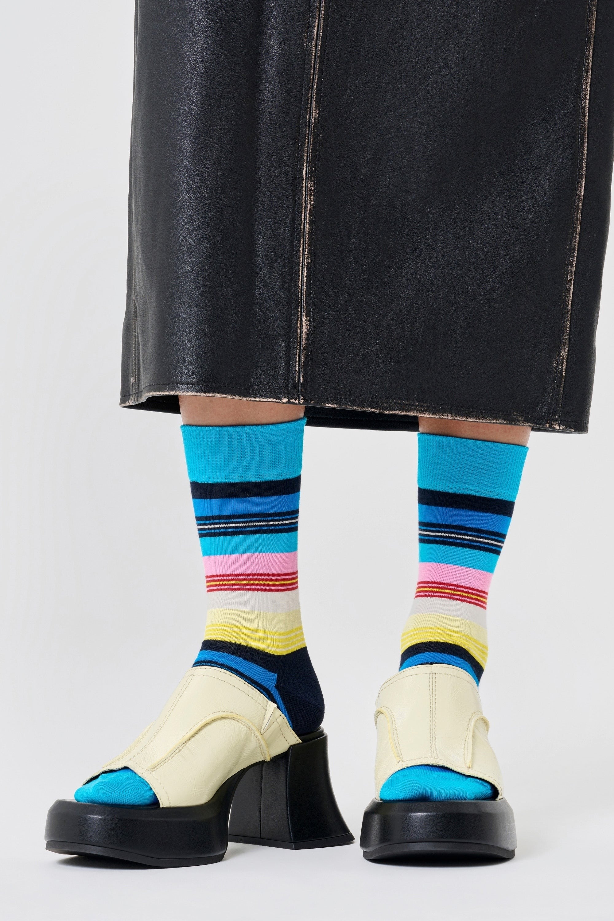 Happy Socks - Çok Renkli Çizgili Desenli Pamuklu Çorap