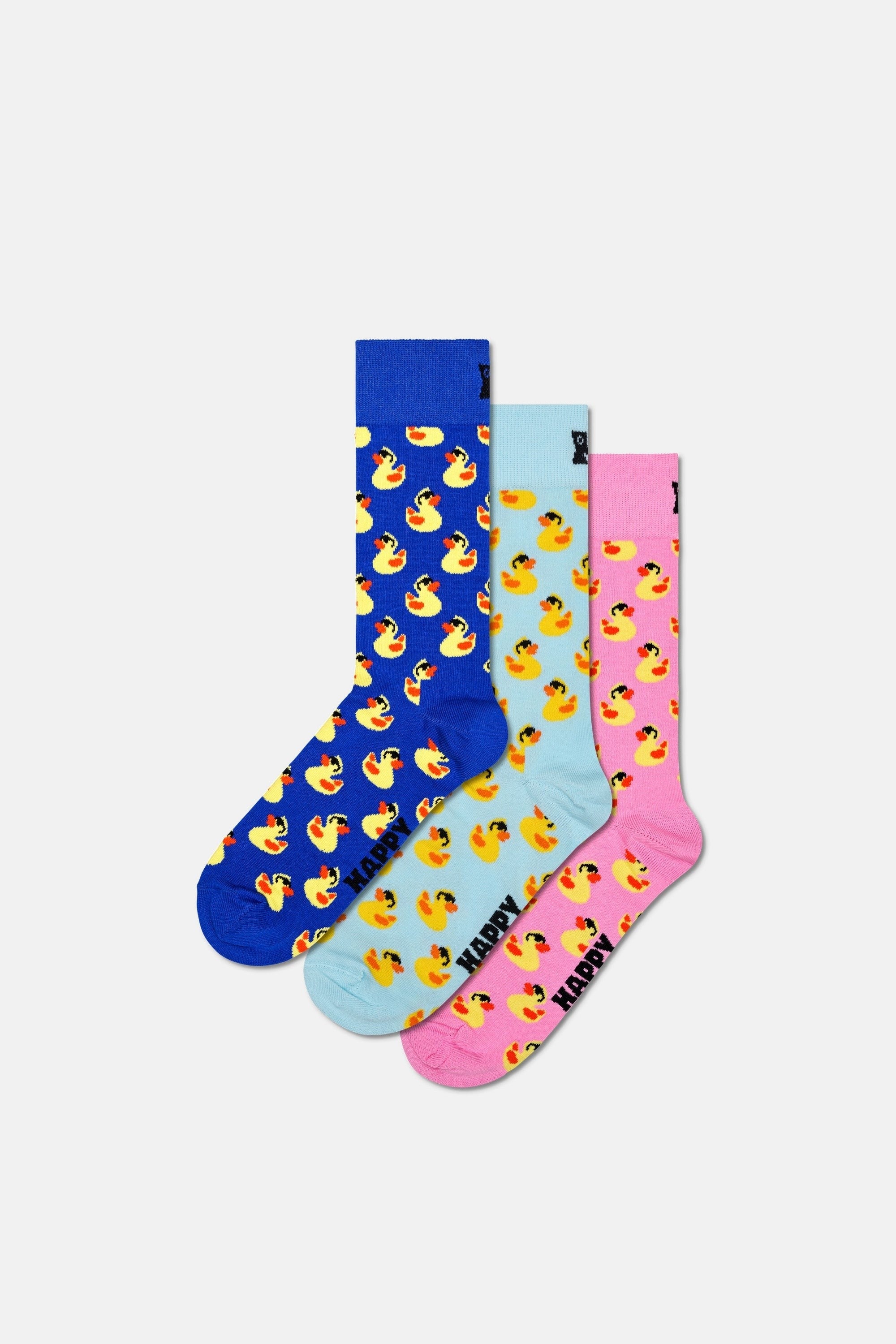 Happy Socks - Çok Renkli Ördek Desenli Pamuklu 3Lü Çorap Seti