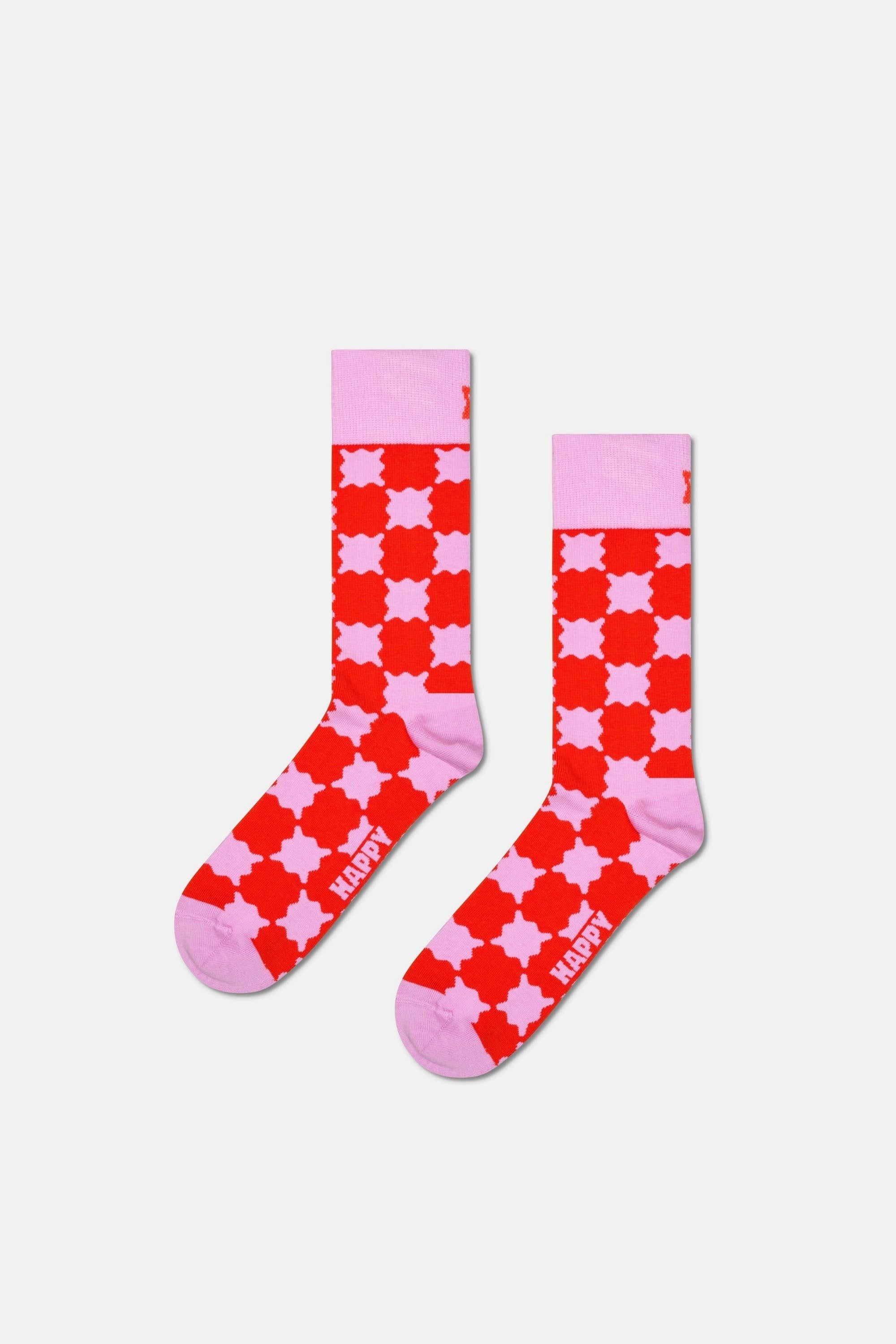 Happy Socks - Çok Renkli Kare Ve Çizgi Desenli Pamuklu 3Lü Çorap Seti