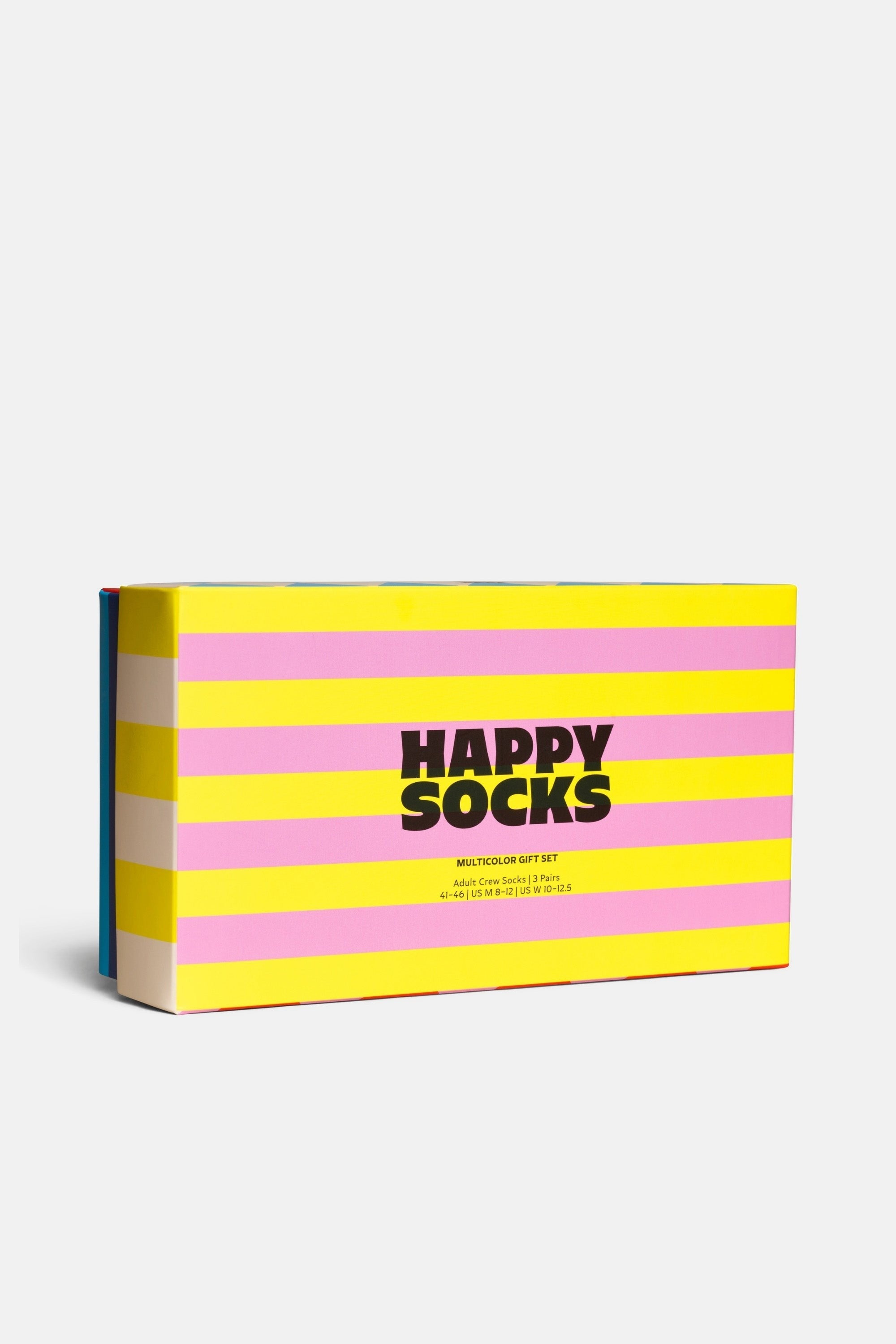 Happy Socks - Çok Renkli Kare Ve Çizgi Desenli Pamuklu 3Lü Çorap Seti