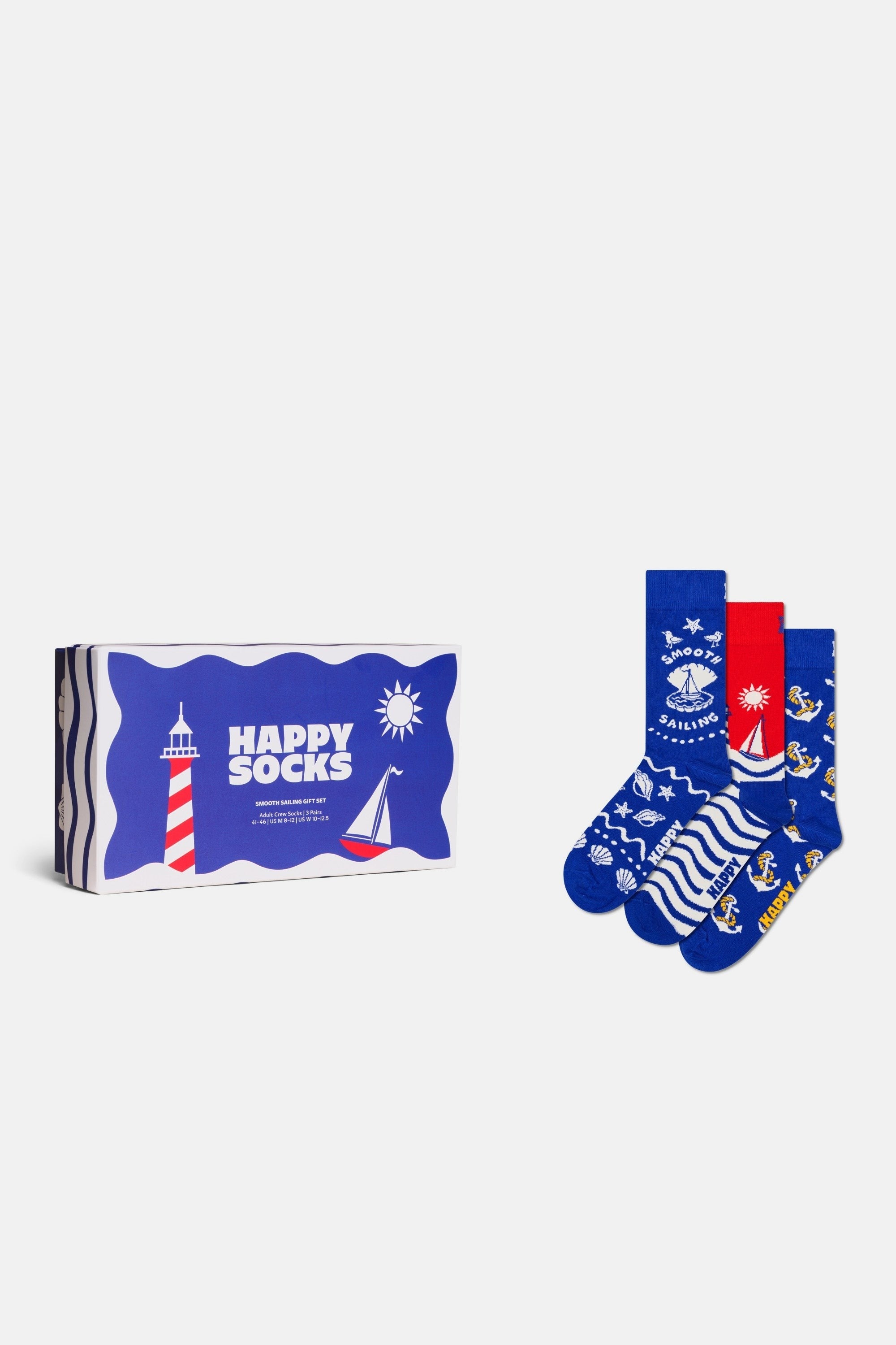 Happy Socks - Çok Renkli Sahil Temalı Pamuklu 3Lü Çorap Seti