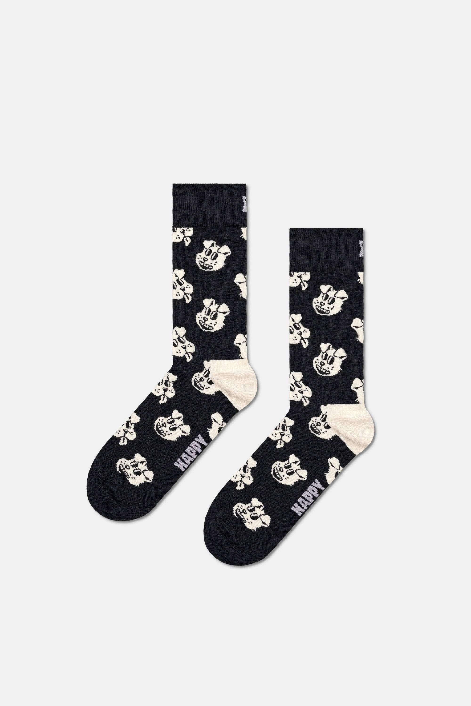 Happy Socks - Siyah Köpek Desenli Pamuklu Çorap