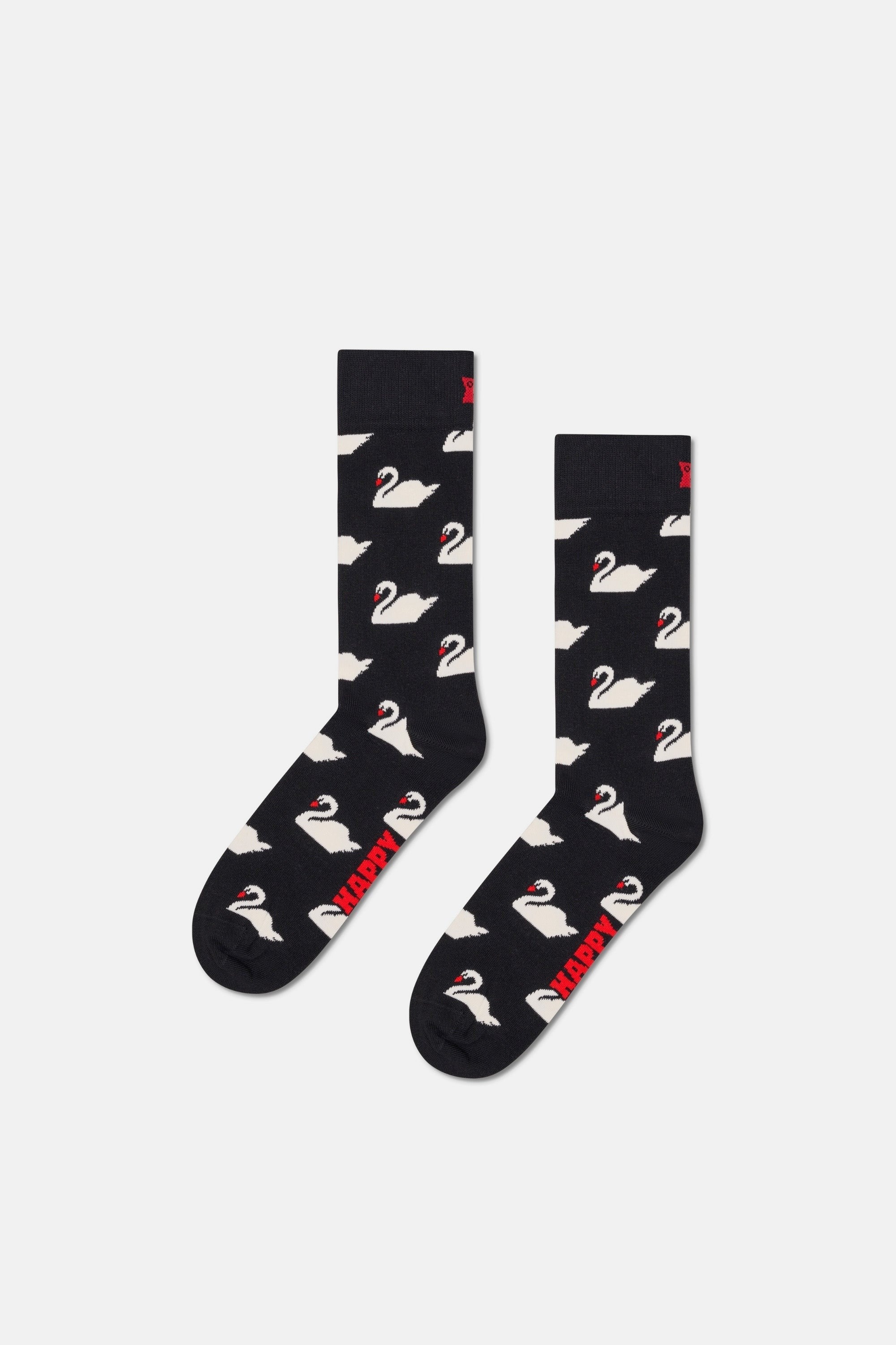 Happy Socks - Siyah Kuğu Desenli Pamuklu Çorap