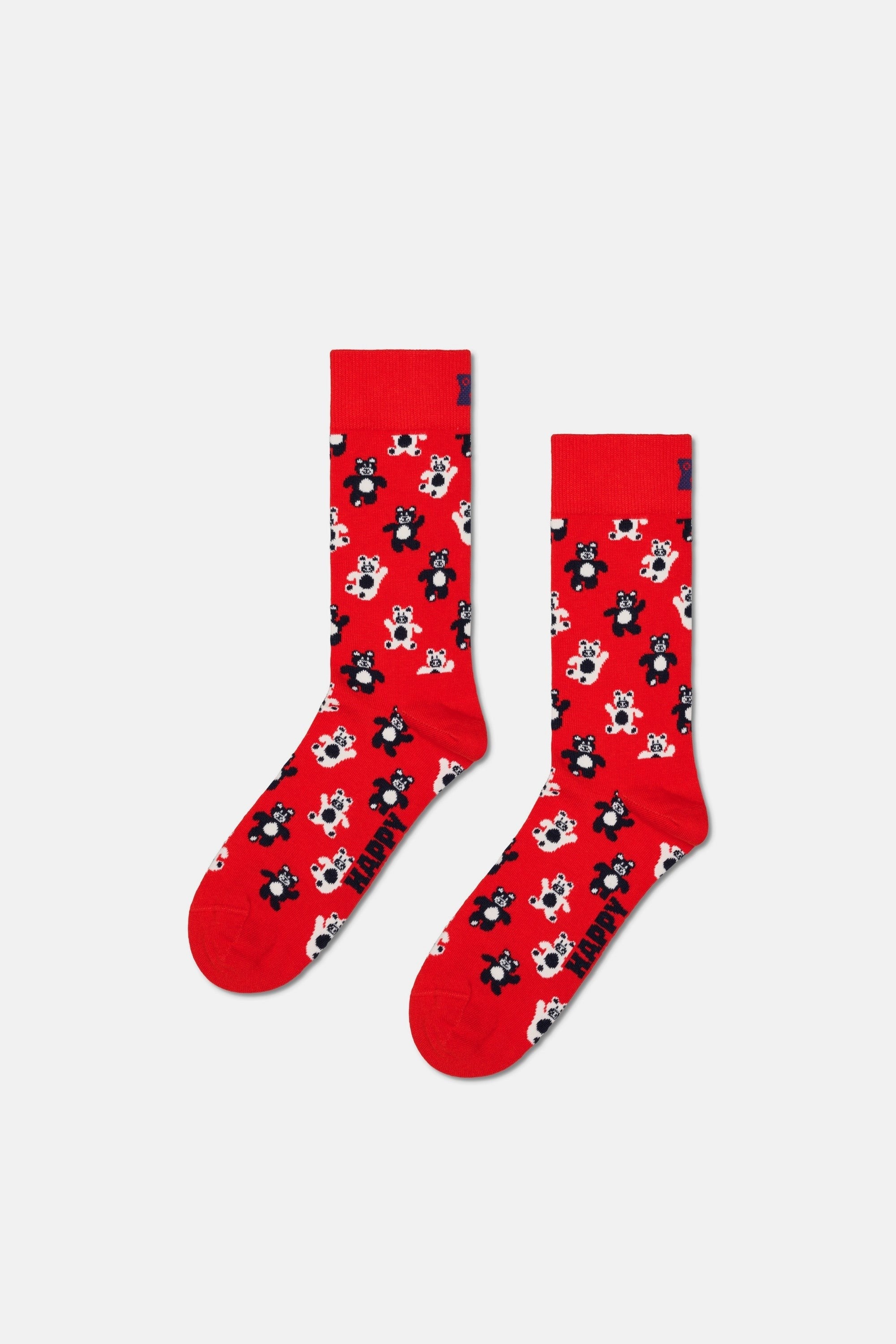 Happy Socks - Kırmızı Oyuncak Ayı Desenli Pamuklu Çorap