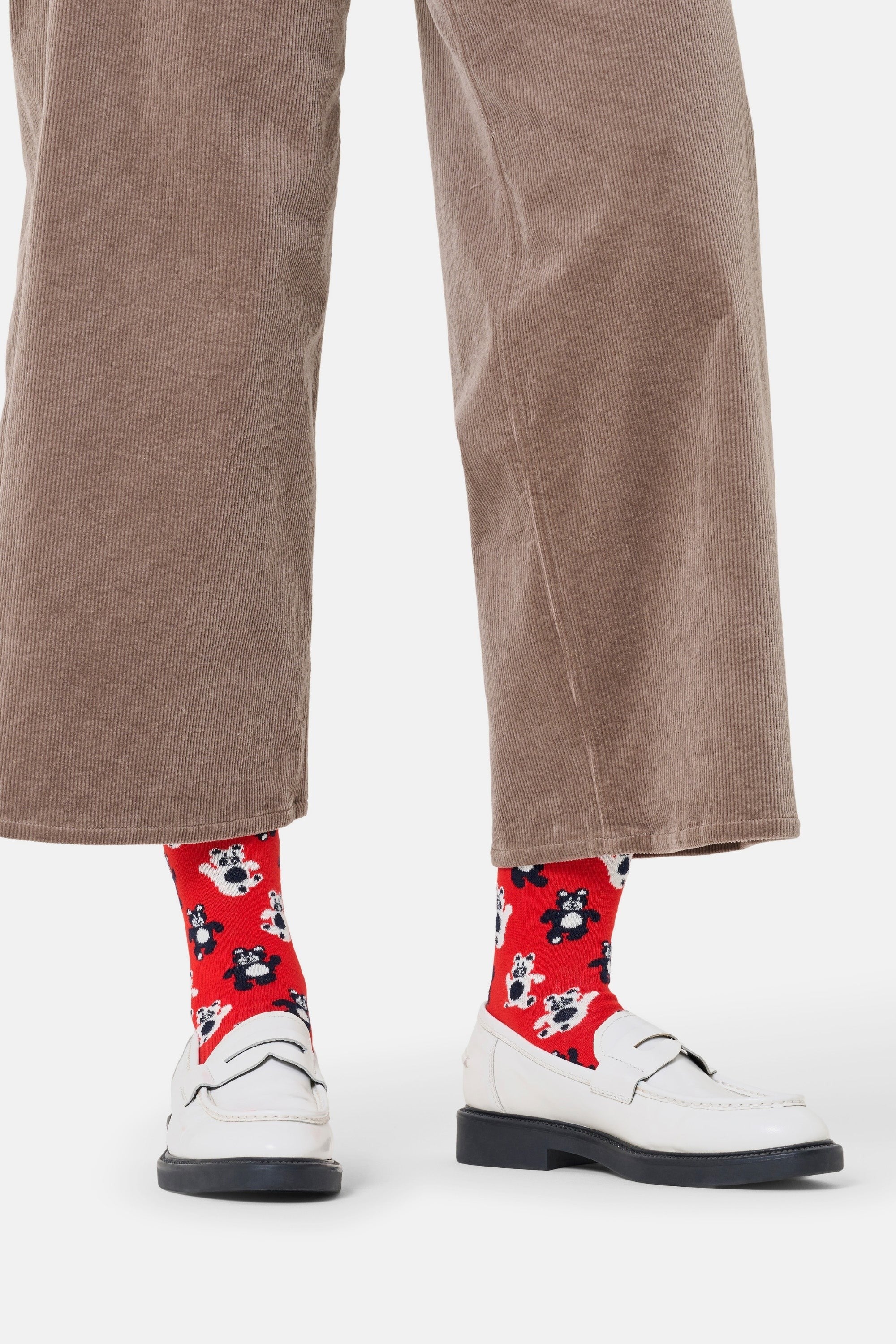Happy Socks - Kırmızı Oyuncak Ayı Desenli Pamuklu Çorap