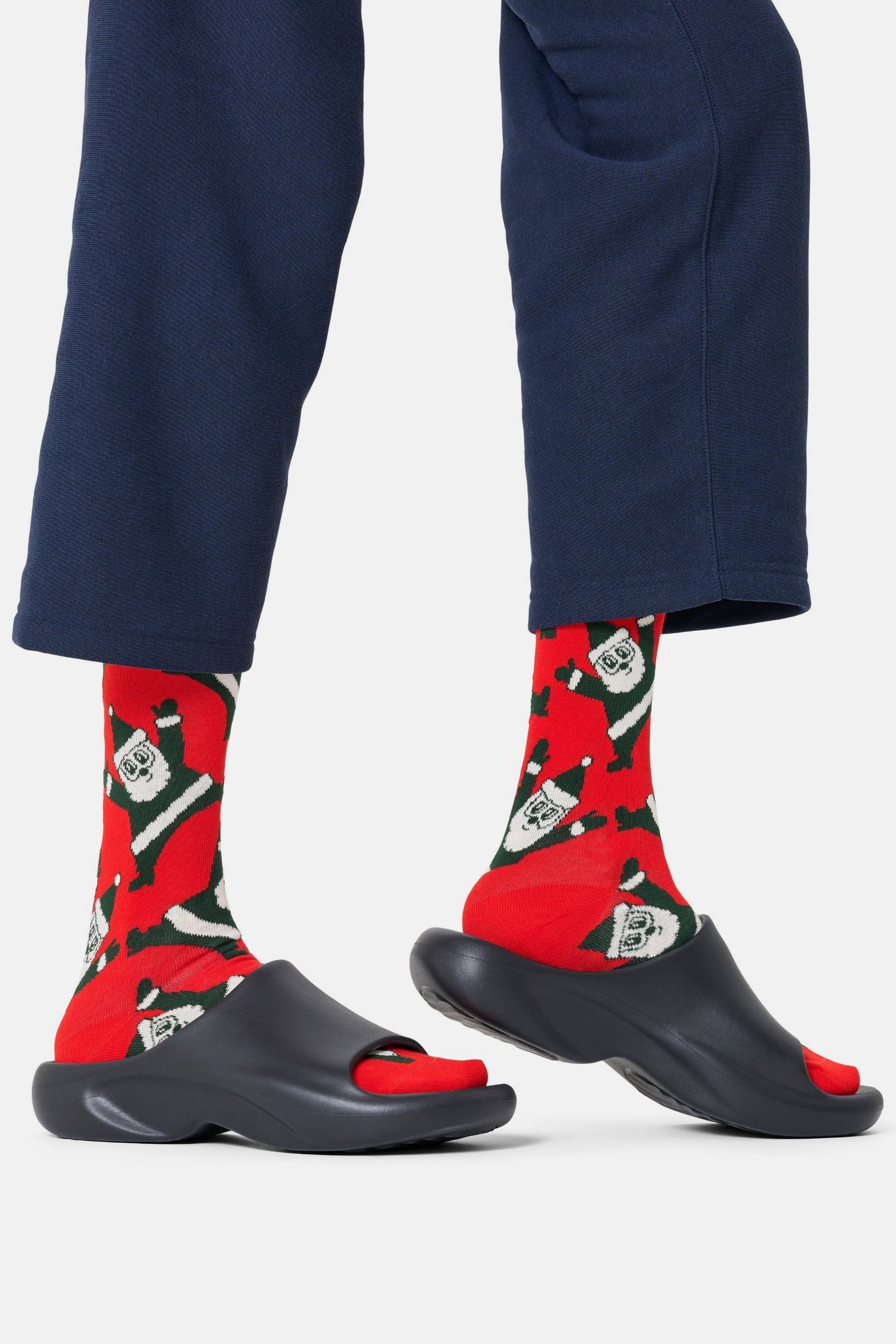 Happy Socks - Kırmızı Noel Baba Desenli Pamuklu Çorap