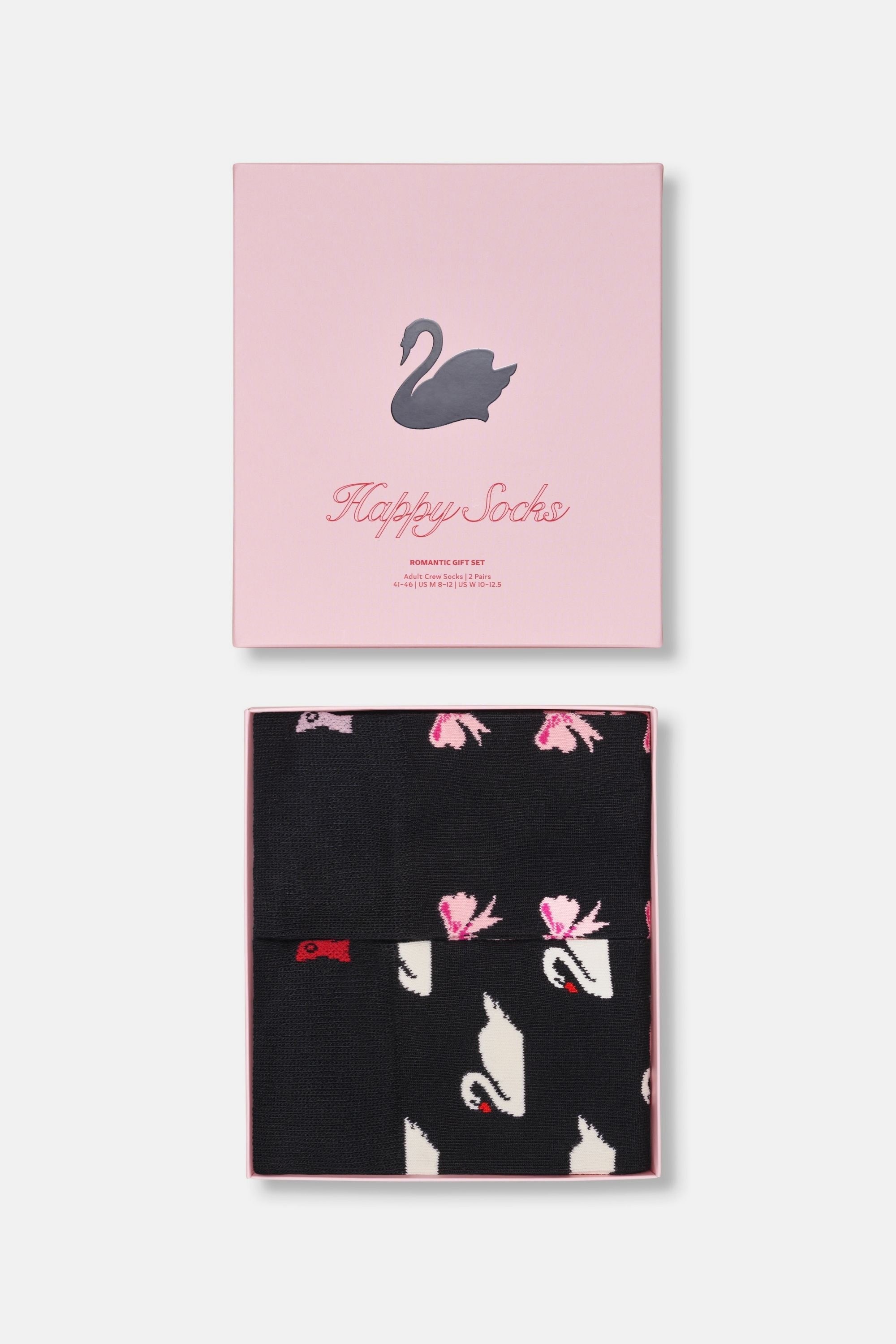 Happy Socks - Siyah Kuğu Desenli Pamuklu 2Li Çorap Seti