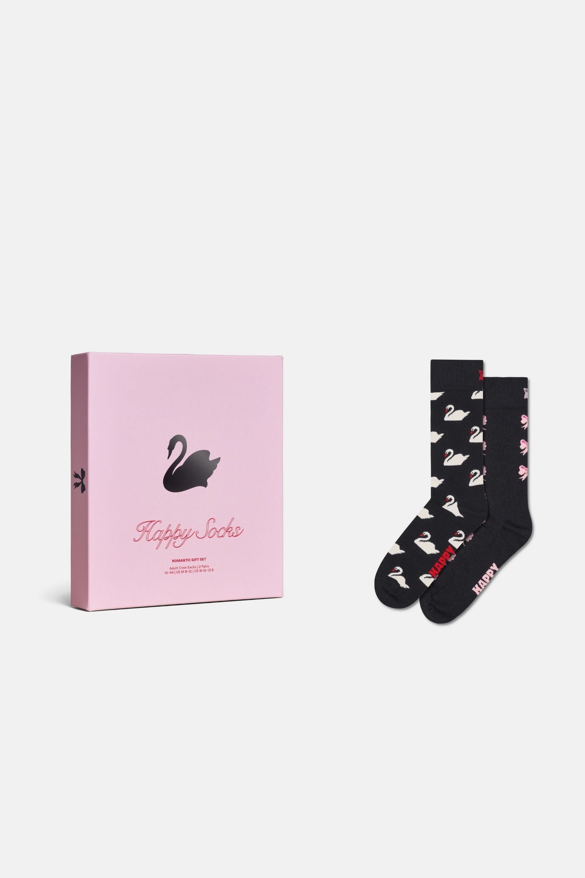 Happy Socks - Siyah Kuğu Desenli Pamuklu 2Li Çorap Seti