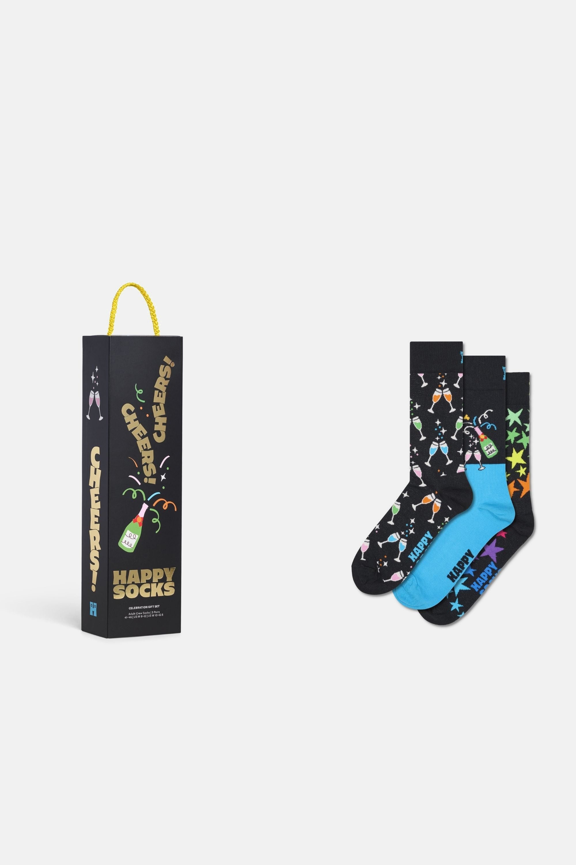 Happy Socks - Çok Renkli Kutlama Desenli 3Lü Çorap Seti