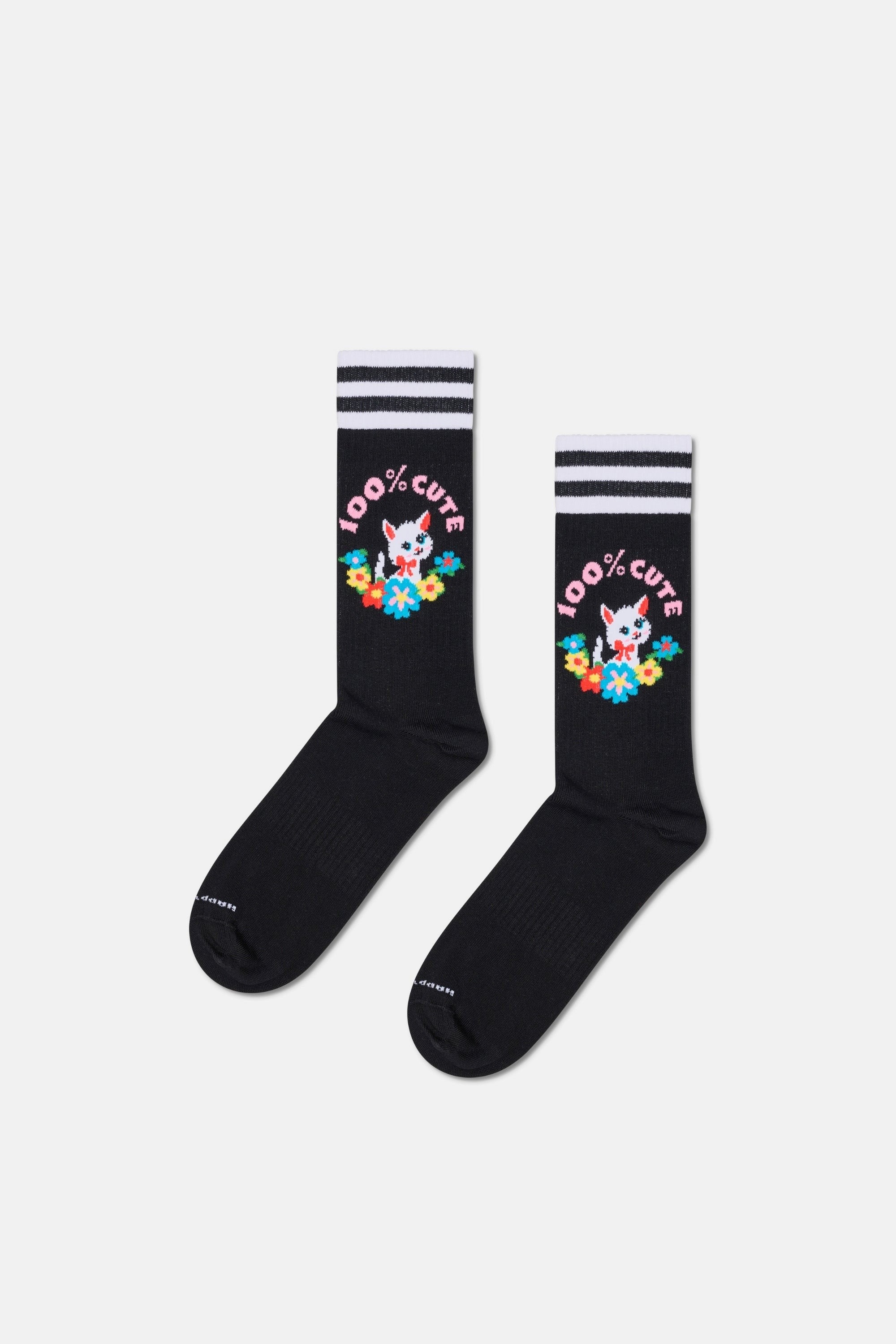 Happy Socks - Siyah Kedi Desenli Pamuklu Çorap