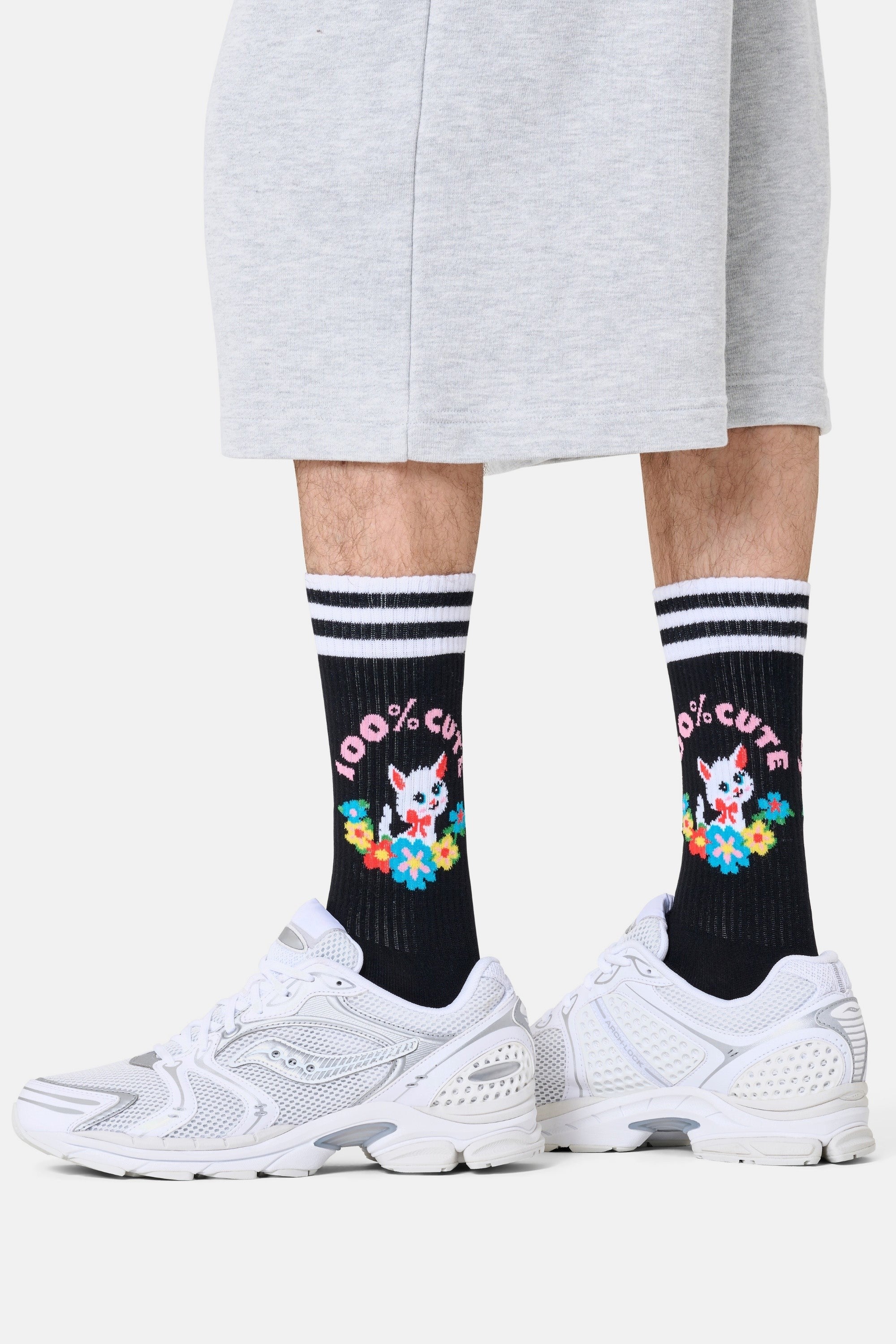 Happy Socks - Siyah Kedi Desenli Pamuklu Çorap