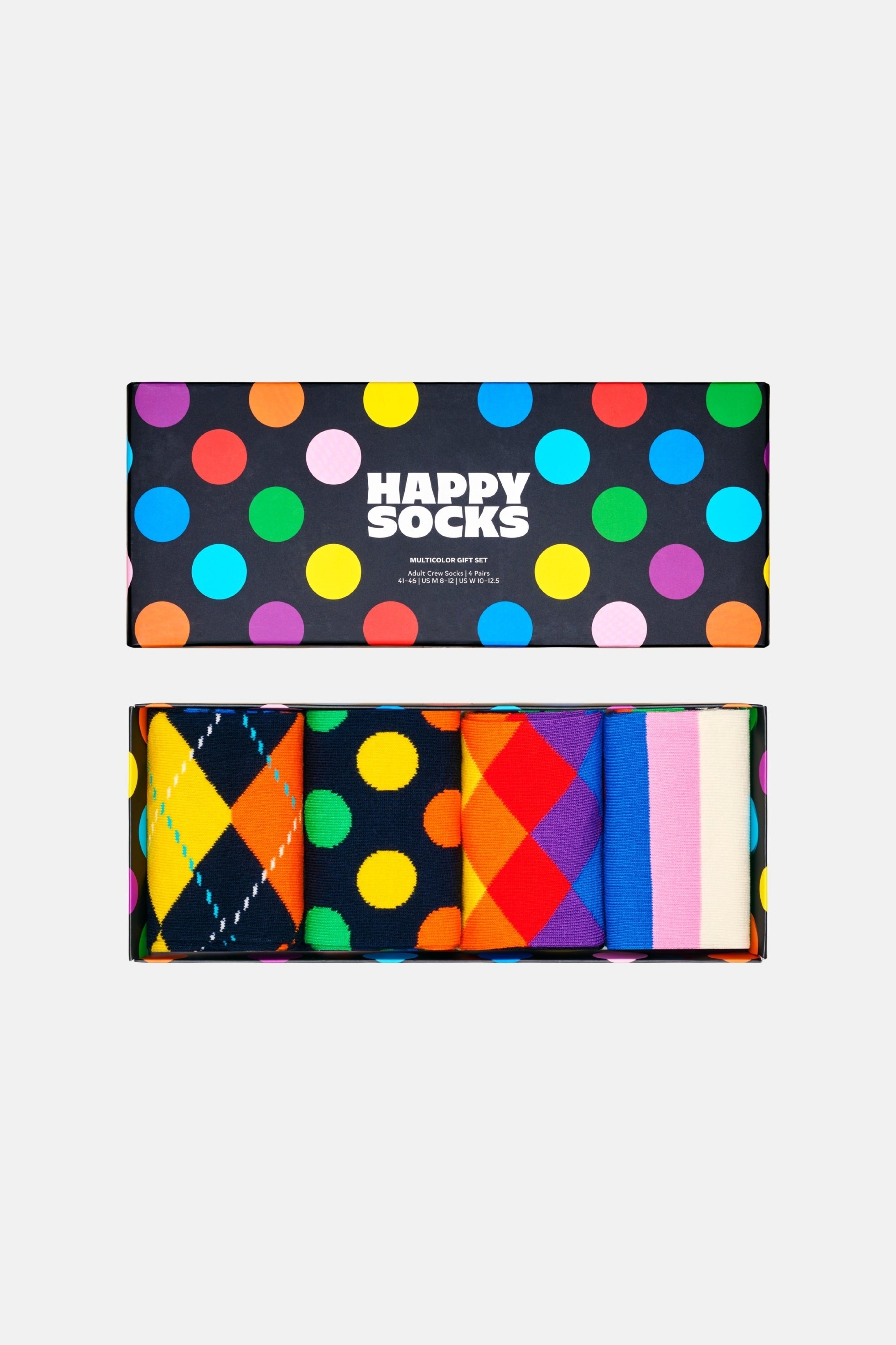 Happy Socks - Çok Renkli Karışık Desenli Pamuklu 4Lü Çorap Seti