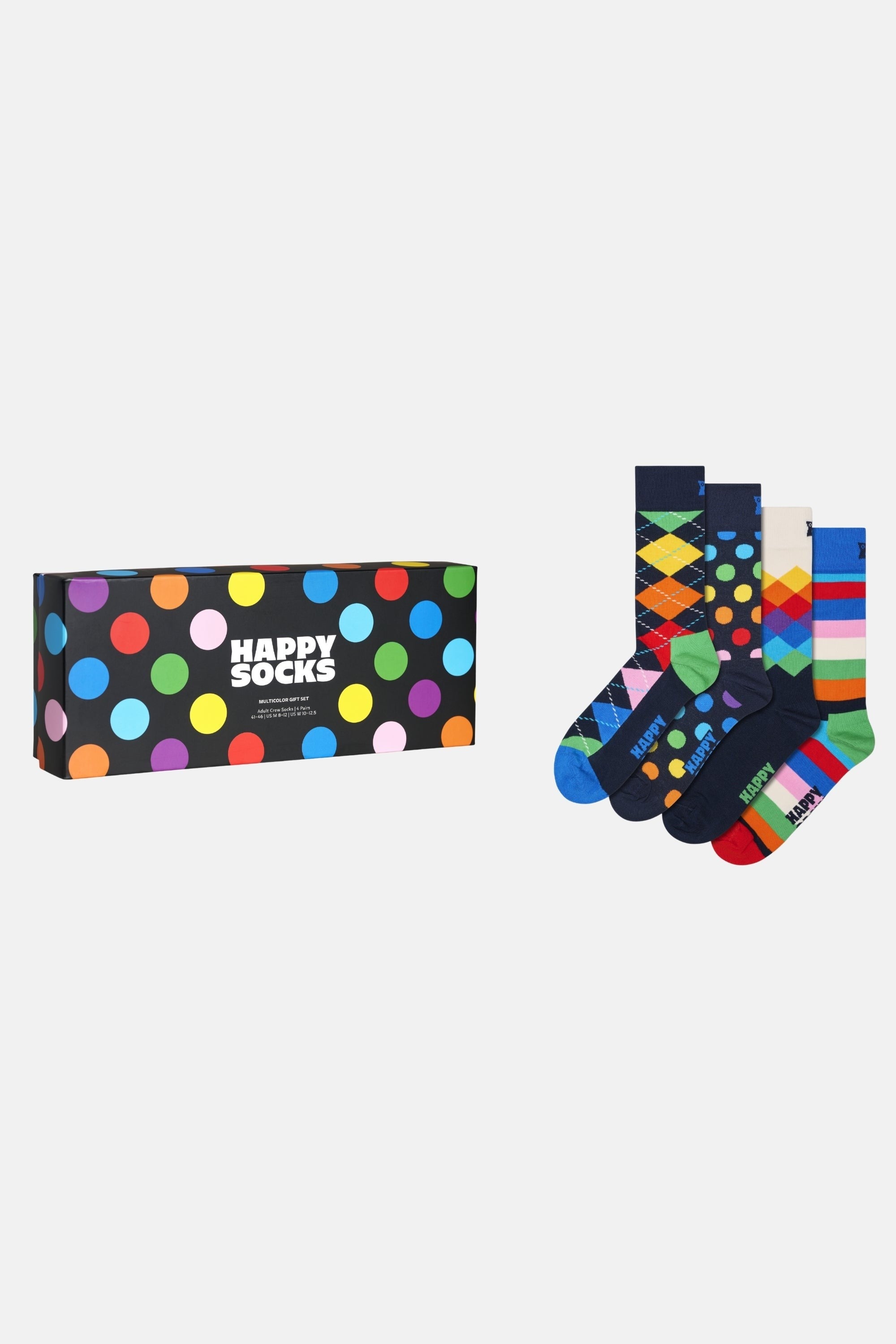Happy Socks - Çok Renkli Karışık Desenli Pamuklu 4Lü Çorap Seti
