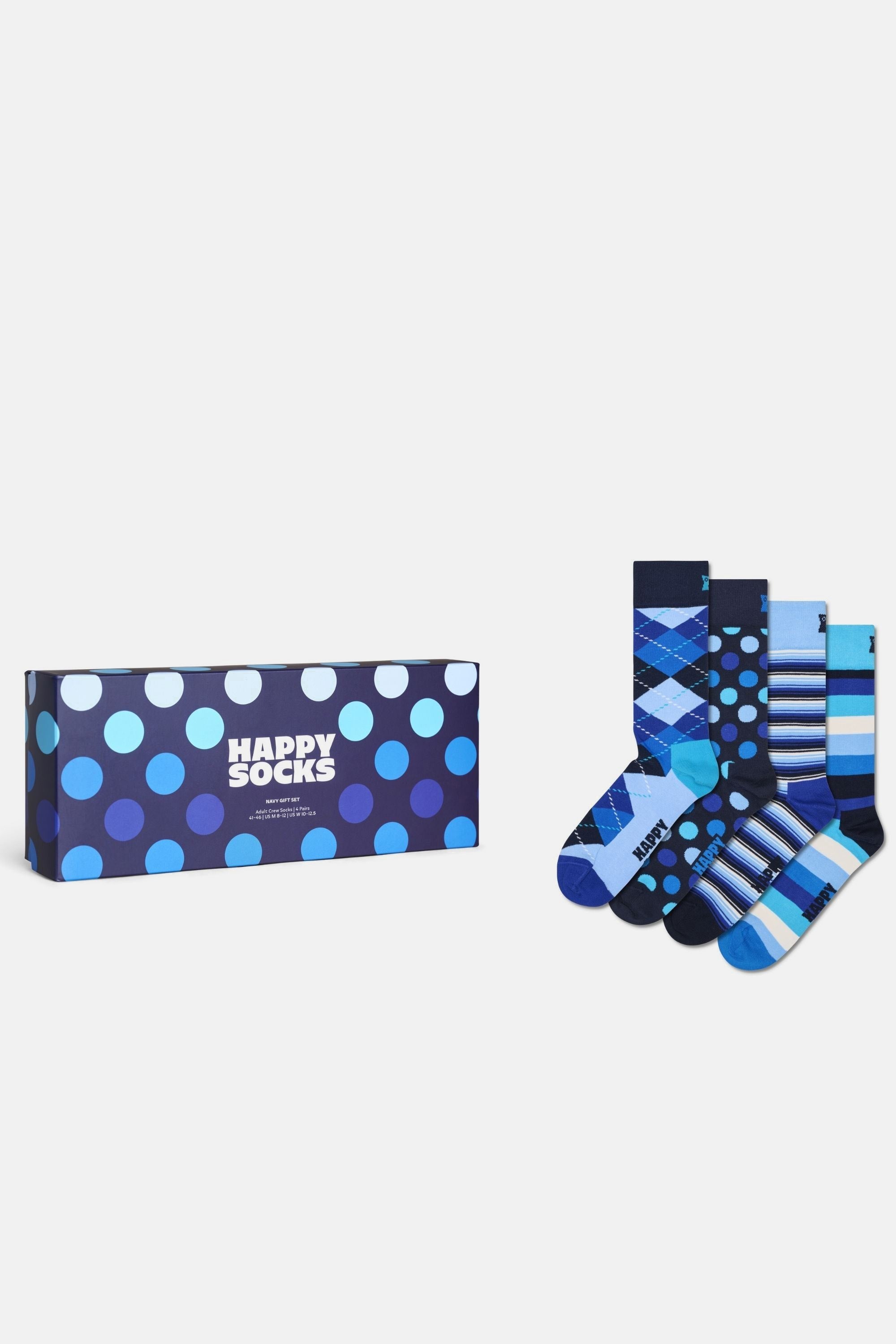 Happy Socks - Mavi Karışık Desenli Pamuklu 4Lü Çorap Seti