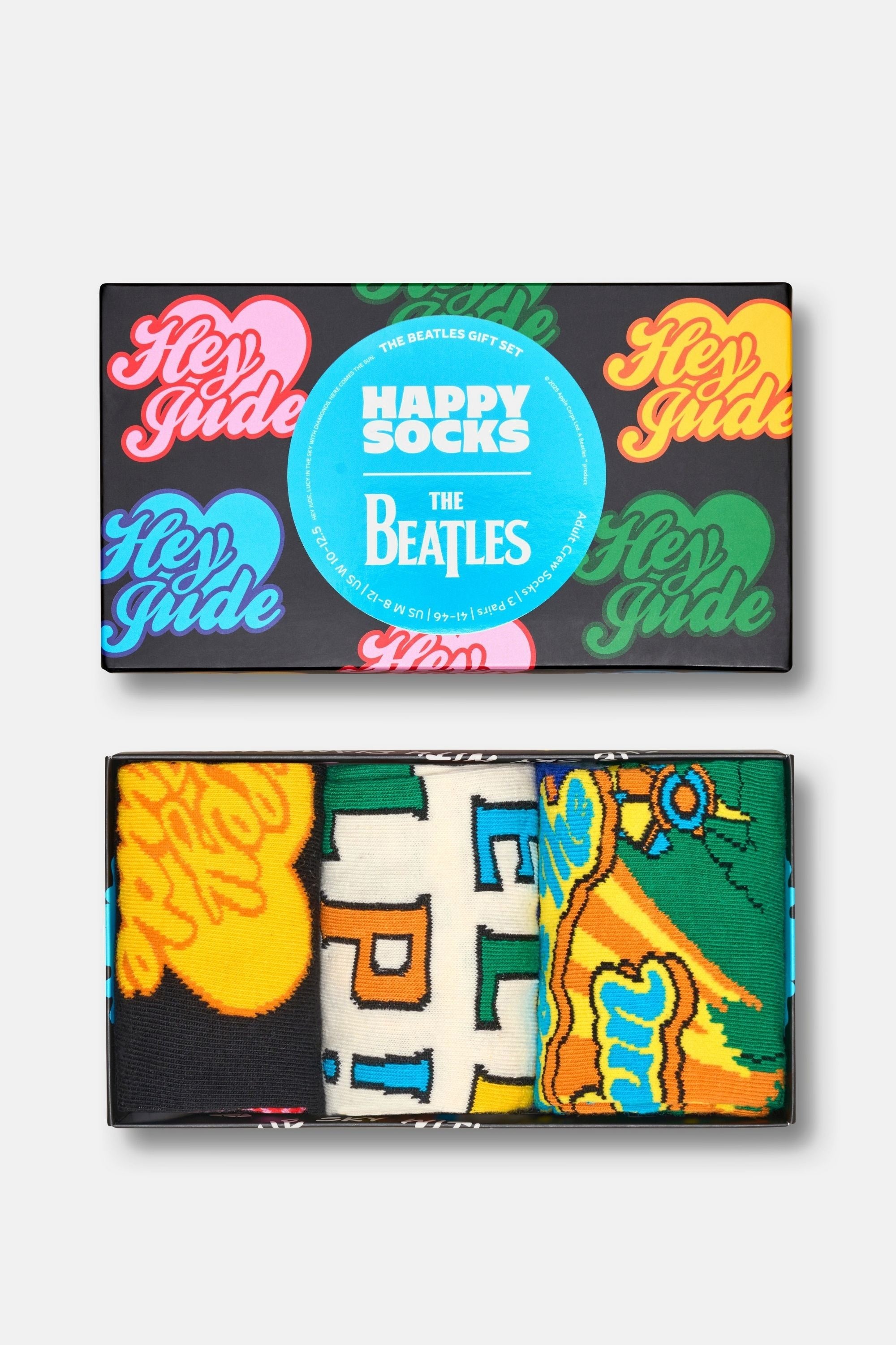 Happy Socks - Çok Renkli The Beatles Desenli 3Lü Çorap Seti