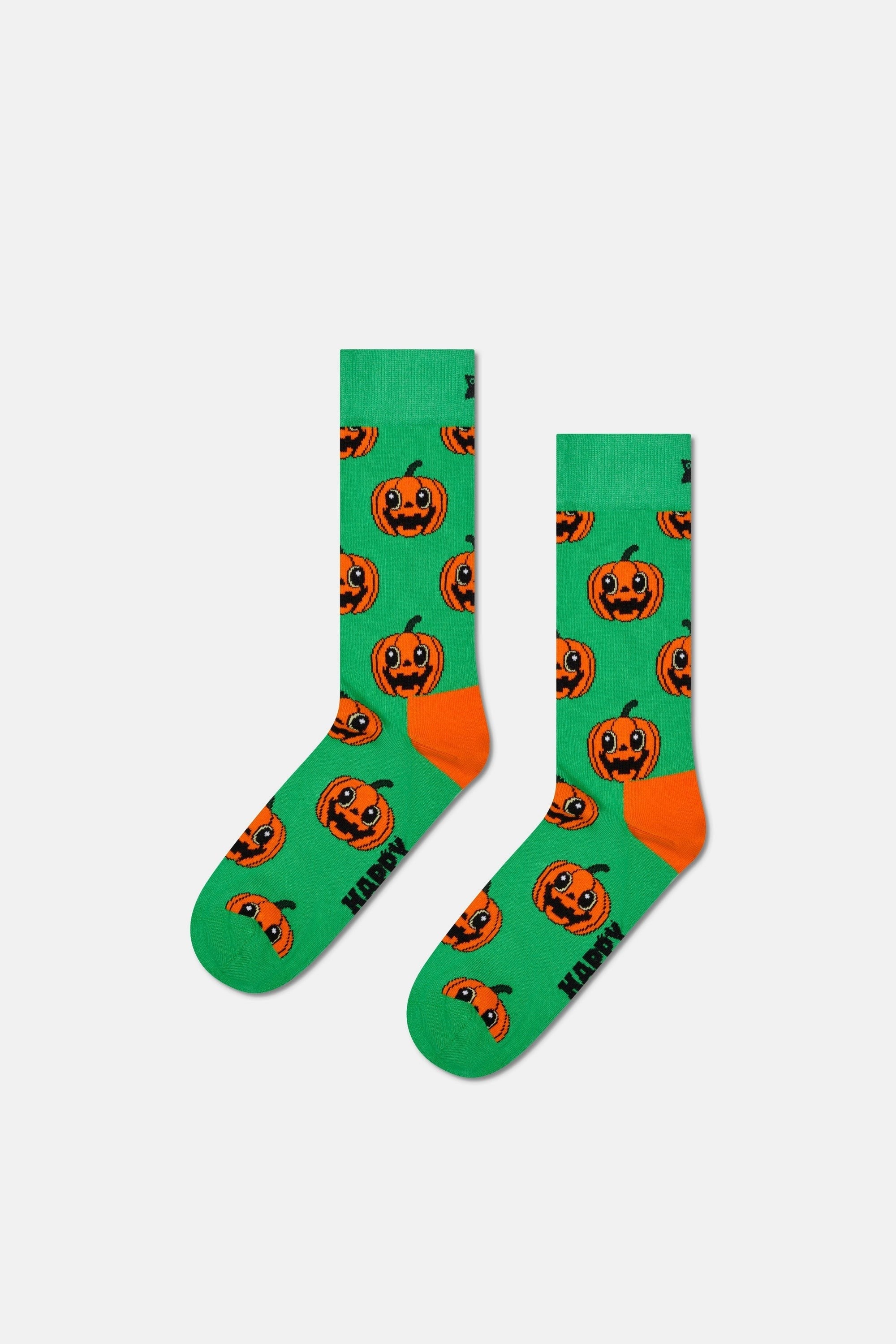 Happy Socks - Yeşil Balkabağı Desenli Pamuklu Çorap