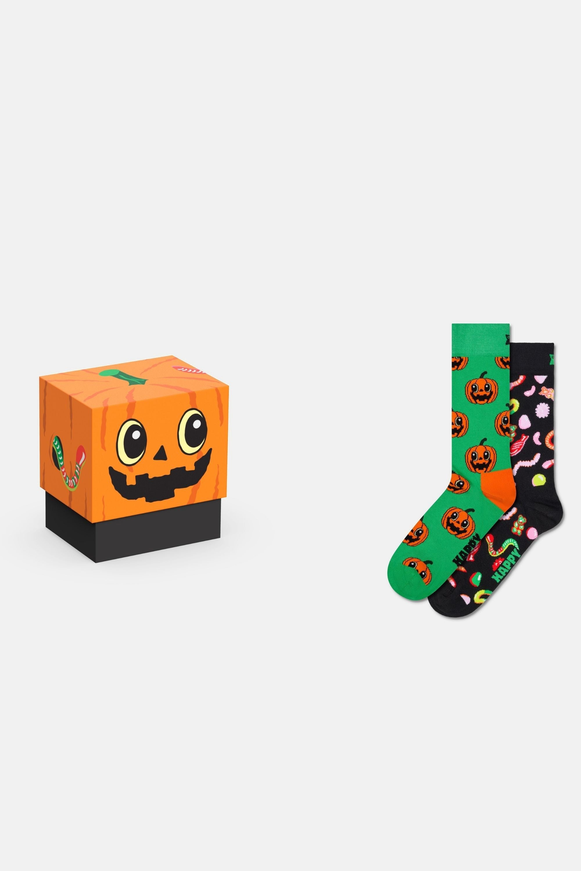 Happy Socks - Çok Renkli Cadılar Bayramı Desenli Pamuklu 2Li Çorap Seti
