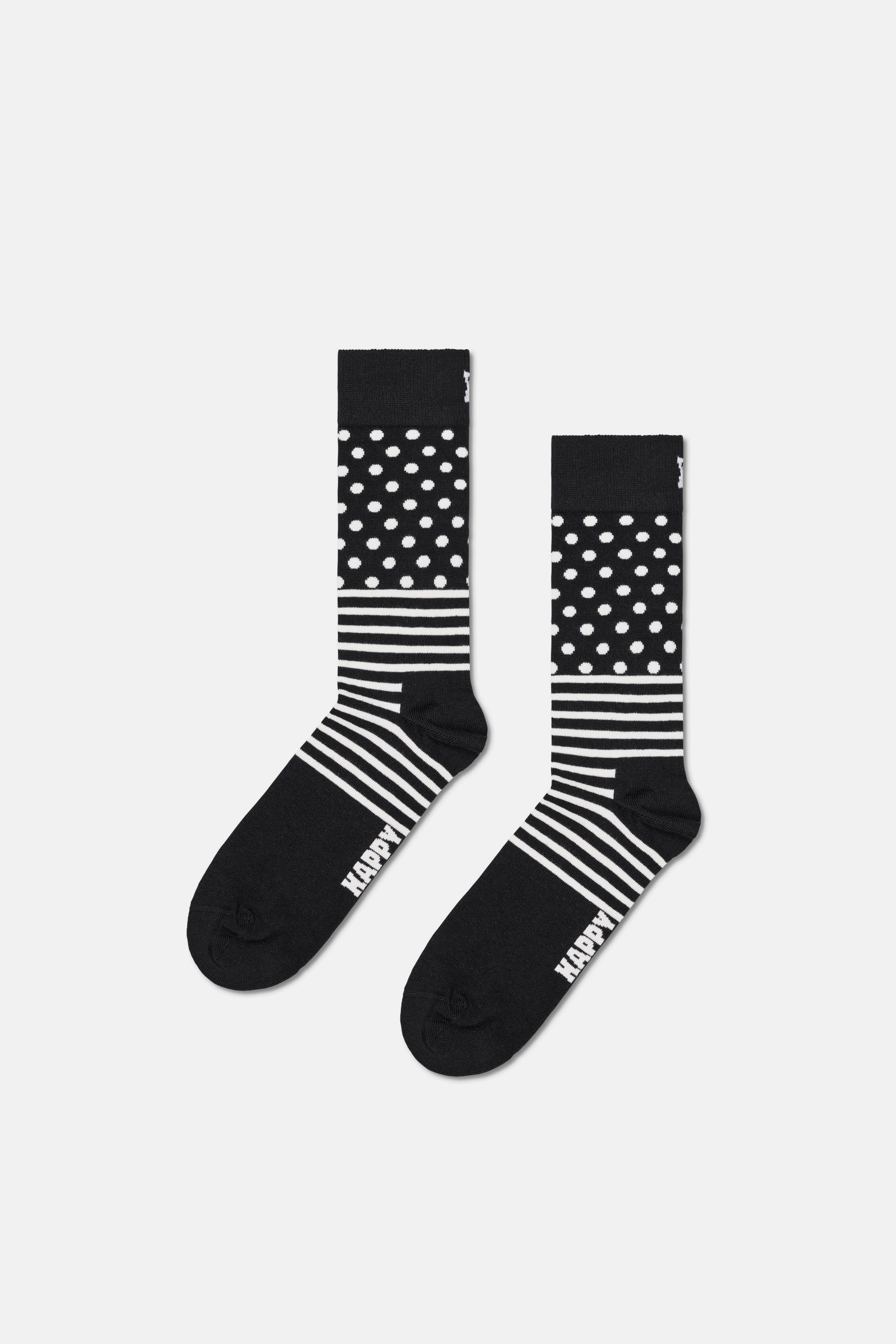 Happy Socks - Siyah Beyaz Klasik 4Lü Pamuklu Çorap Seti