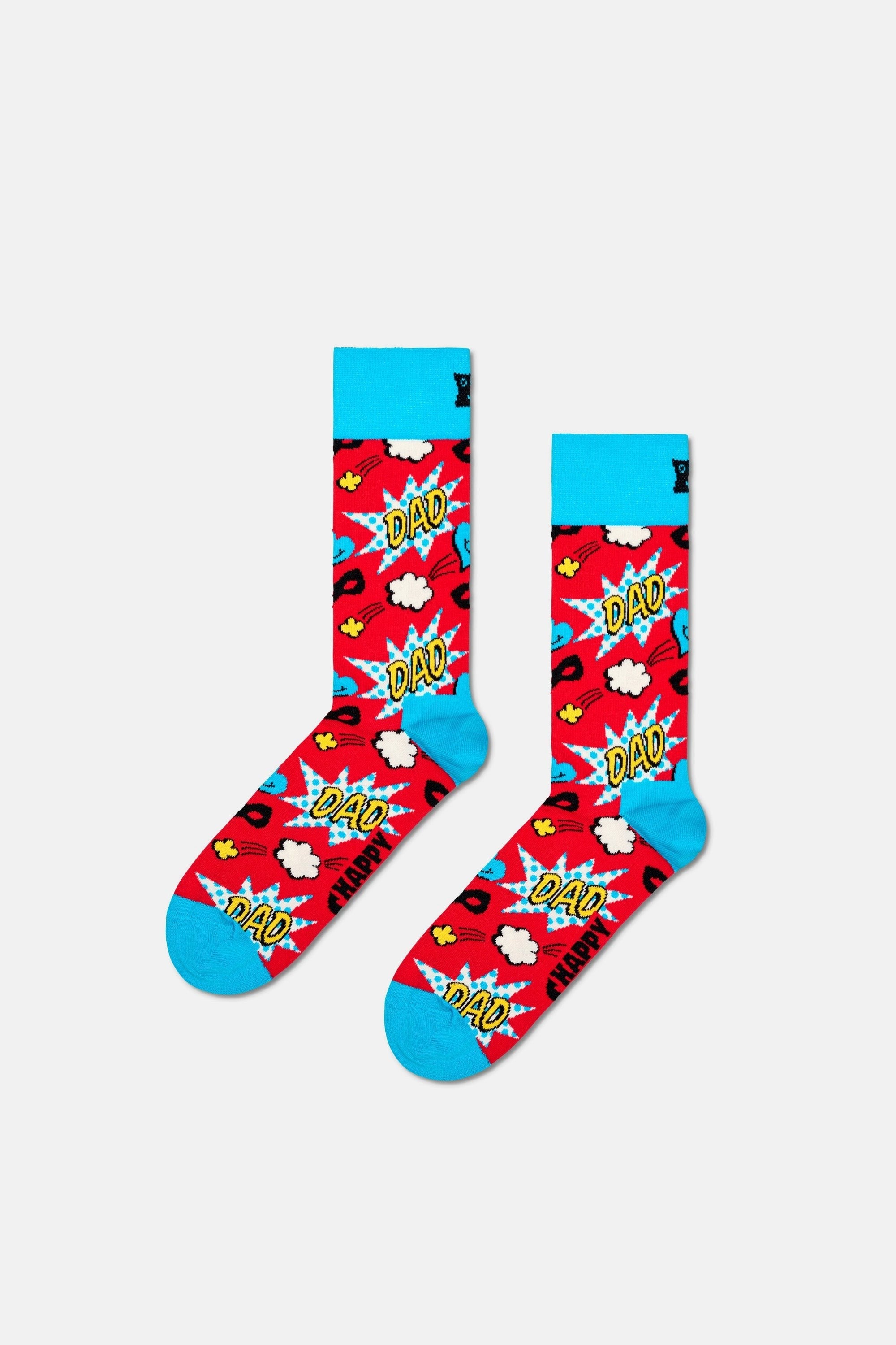 Happy Socks - Çok Renkli Süper Baba Temalı Pamuklu 3Lü Çorap Seti