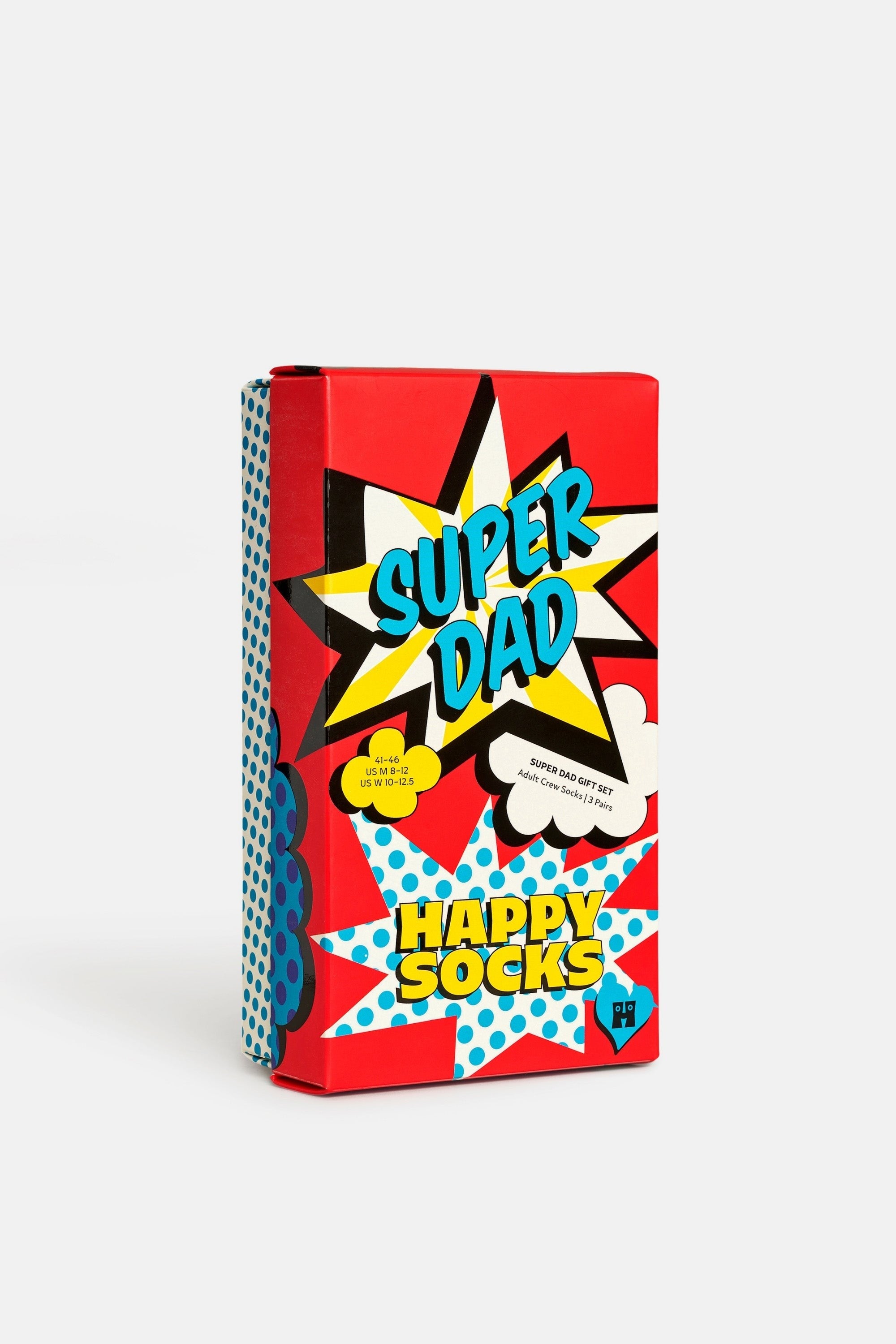 Happy Socks - Çok Renkli Süper Baba Temalı Pamuklu 3Lü Çorap Seti