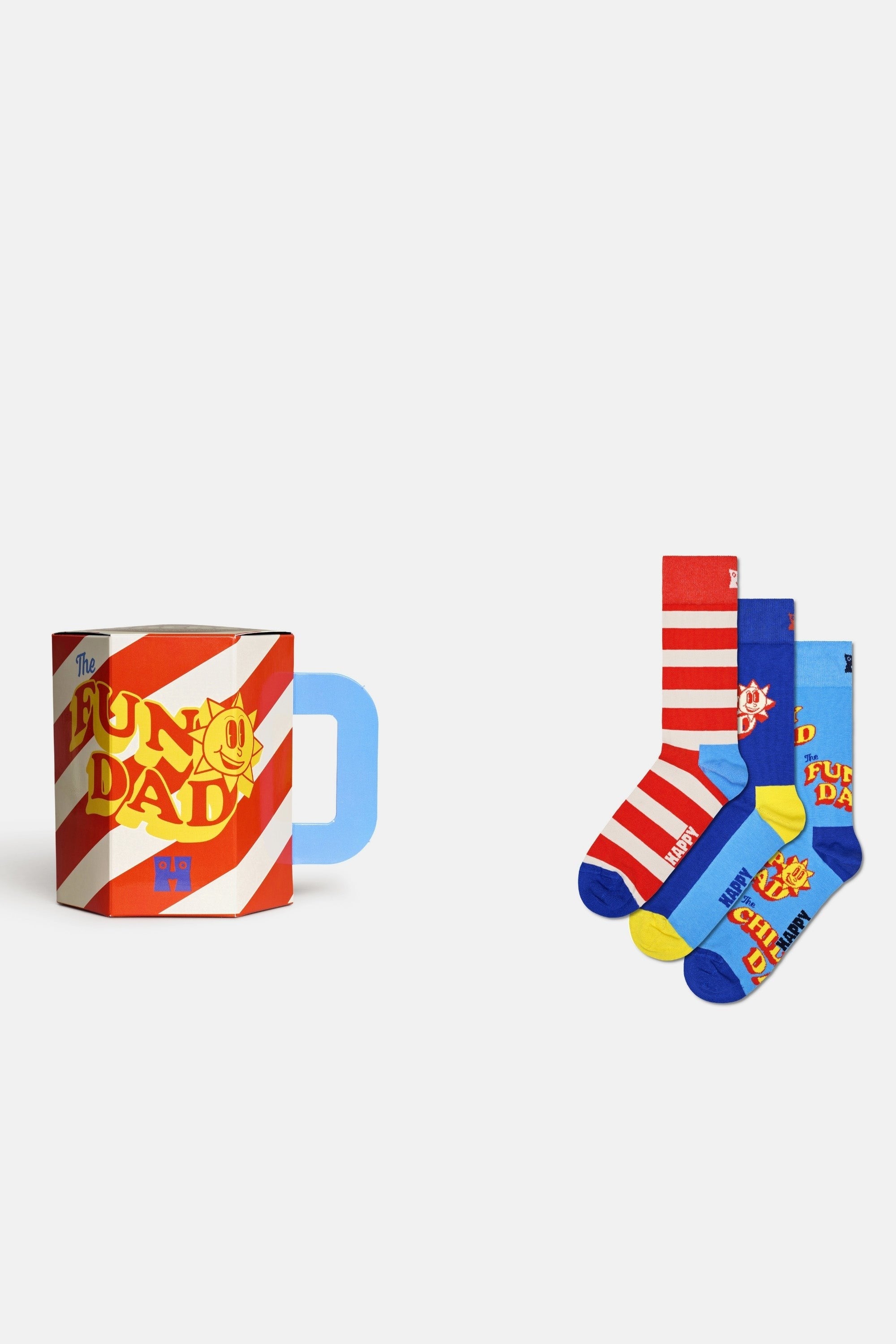 Happy Socks - Çok Renkli Süper Baba Temalı 3Lü Pamuklu Çorap Seti