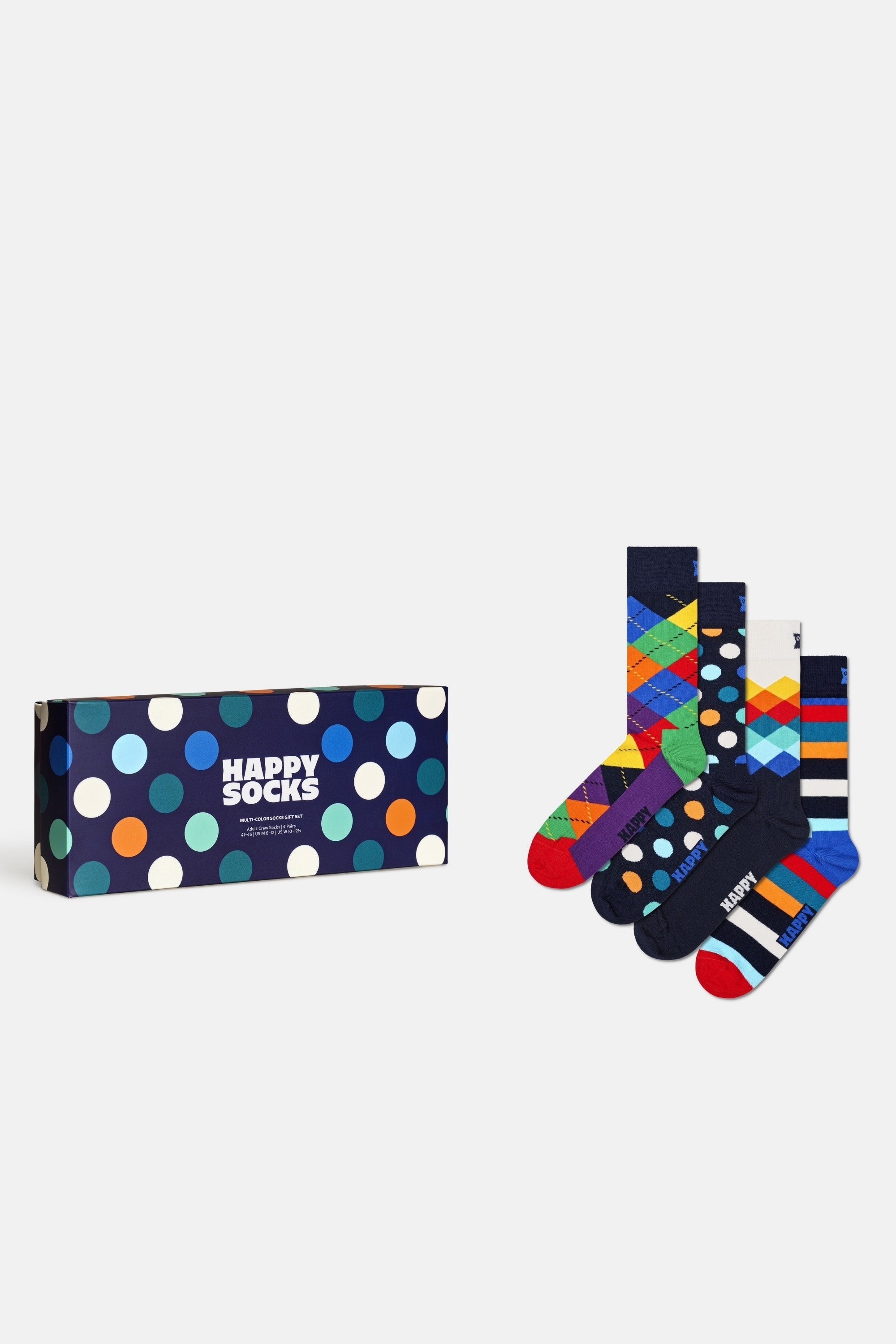 Happy Socks - Çok Renkli Karışık Desenli Pamuklu 4Lü Çorap Seti