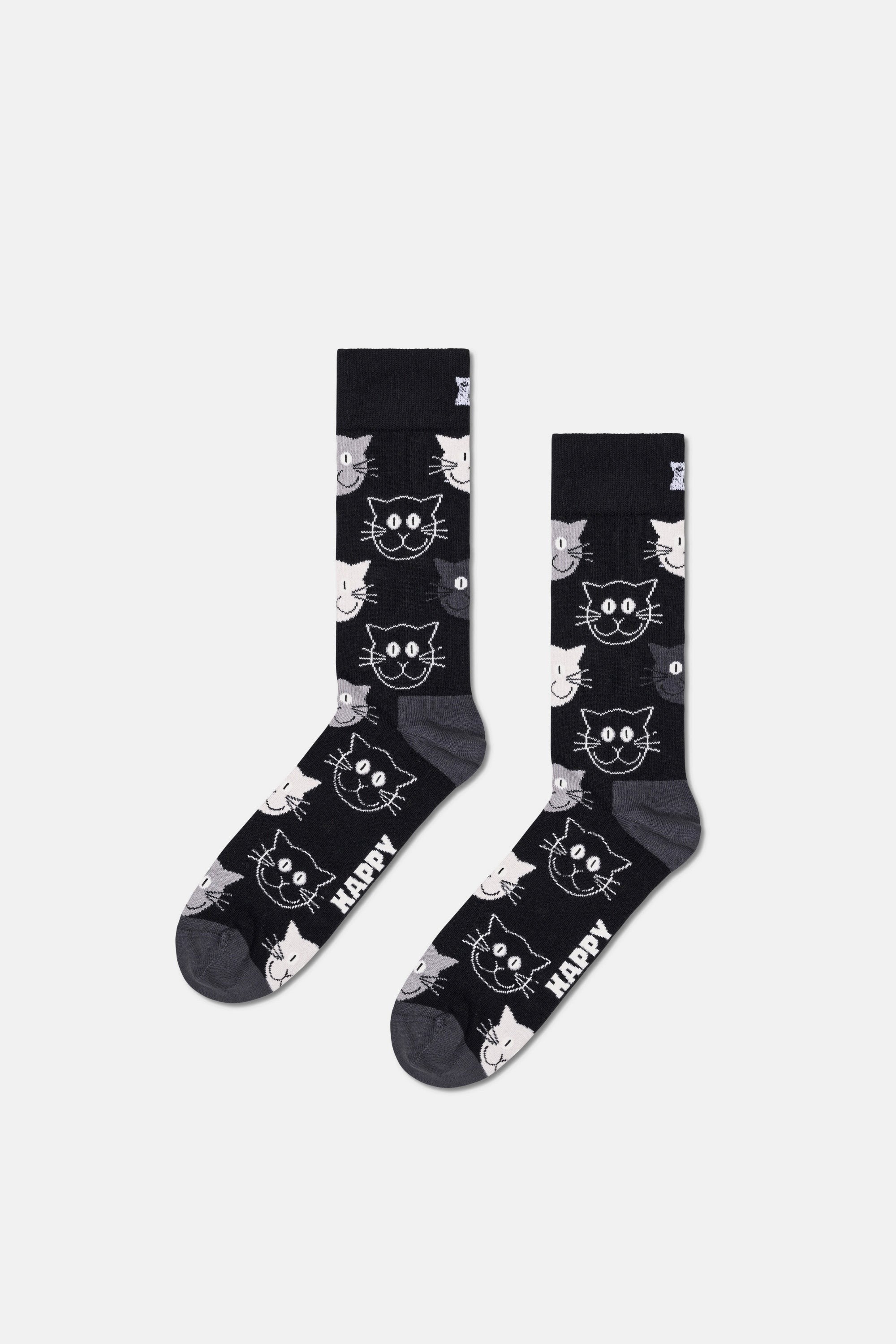 Happy Socks - Çok Renkli Kedi Desenli Pamuklu 3Lü Çorap Seti