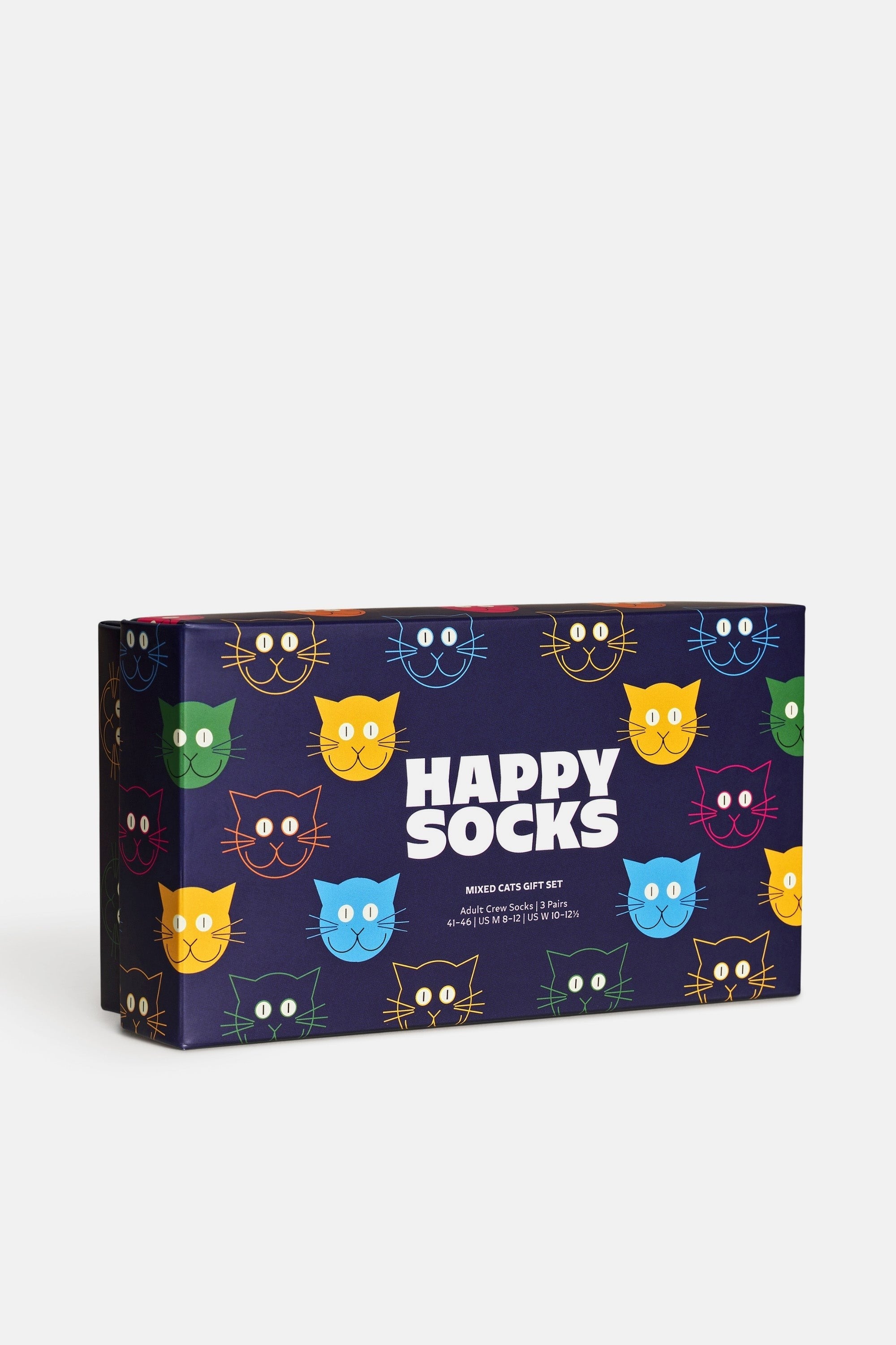 Happy Socks - Çok Renkli Kedi Desenli Pamuklu 3Lü Çorap Seti