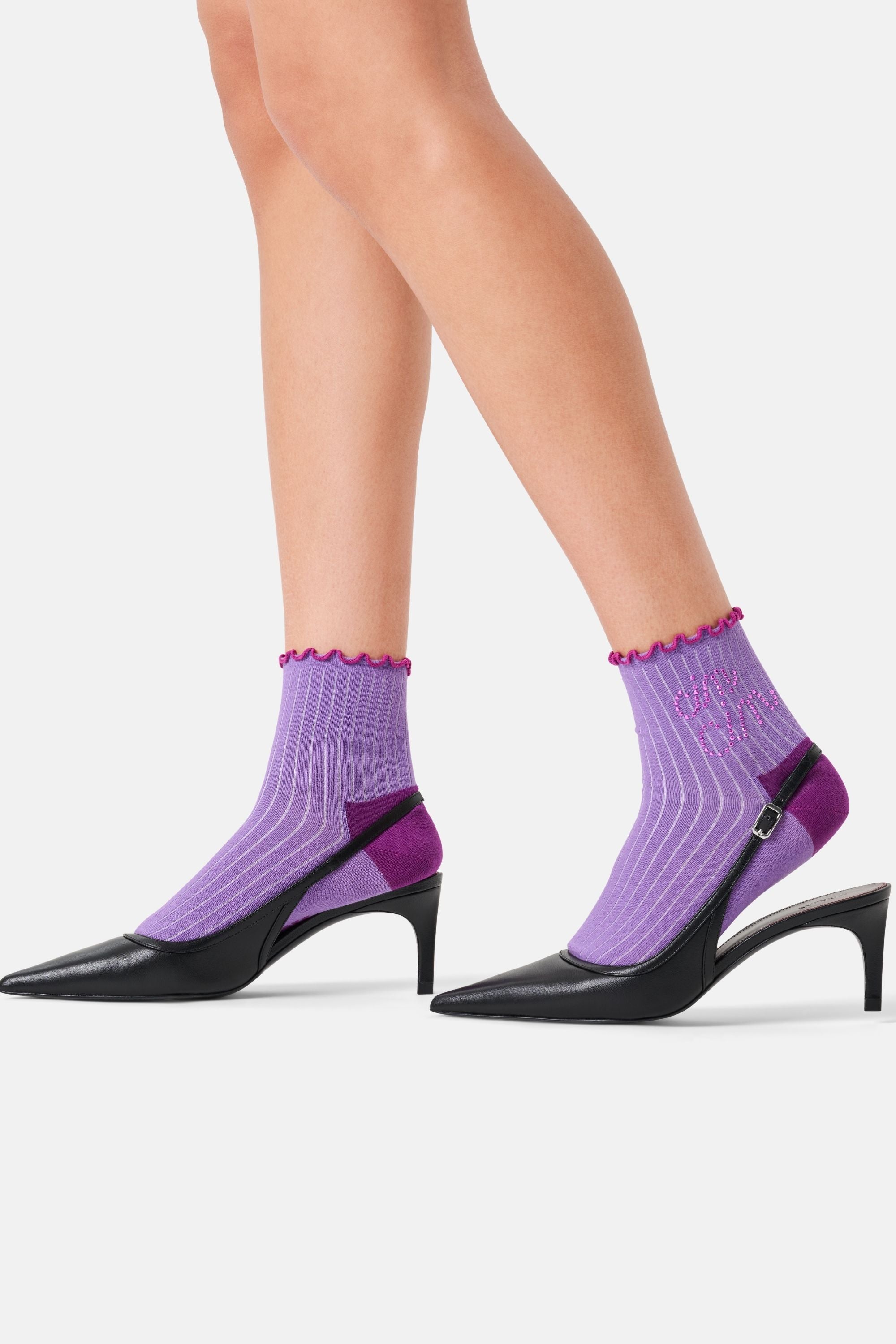 Happy Socks - Mor Yazılı Çorap
