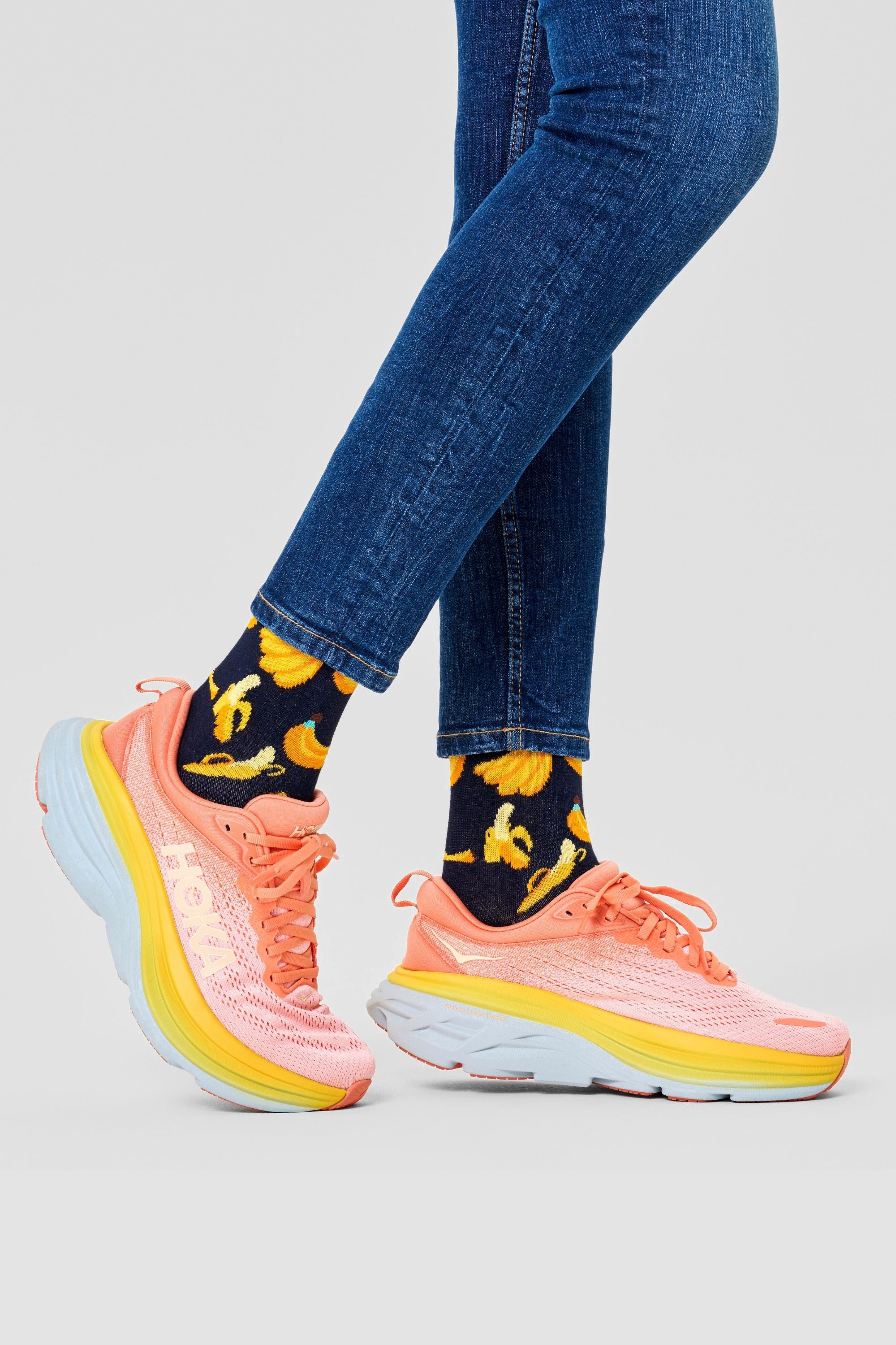 Happy Socks - Erkek Muz Desenli Pamuklu Çorap