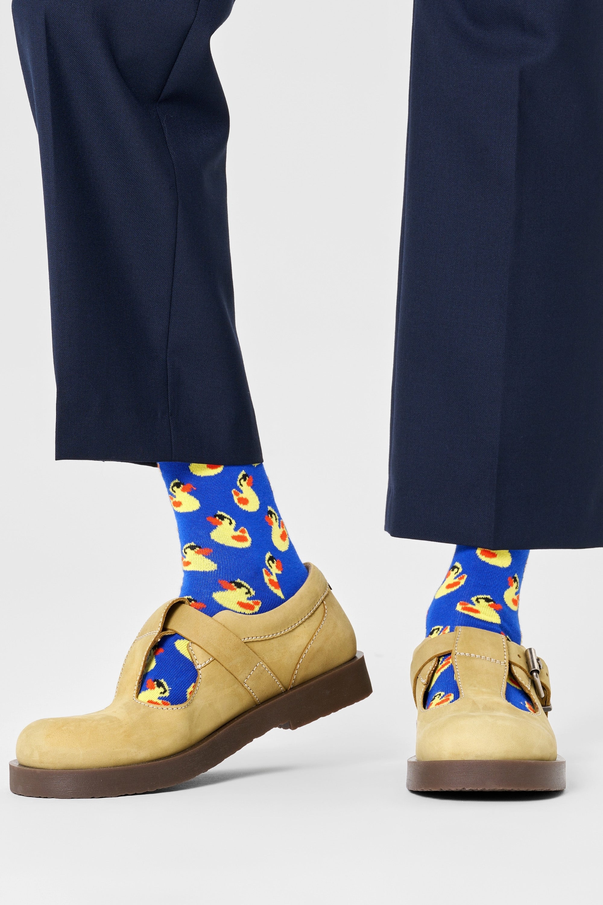 Happy Socks - Erkek Mavi Ördek Desenli Pamuklu Çorap