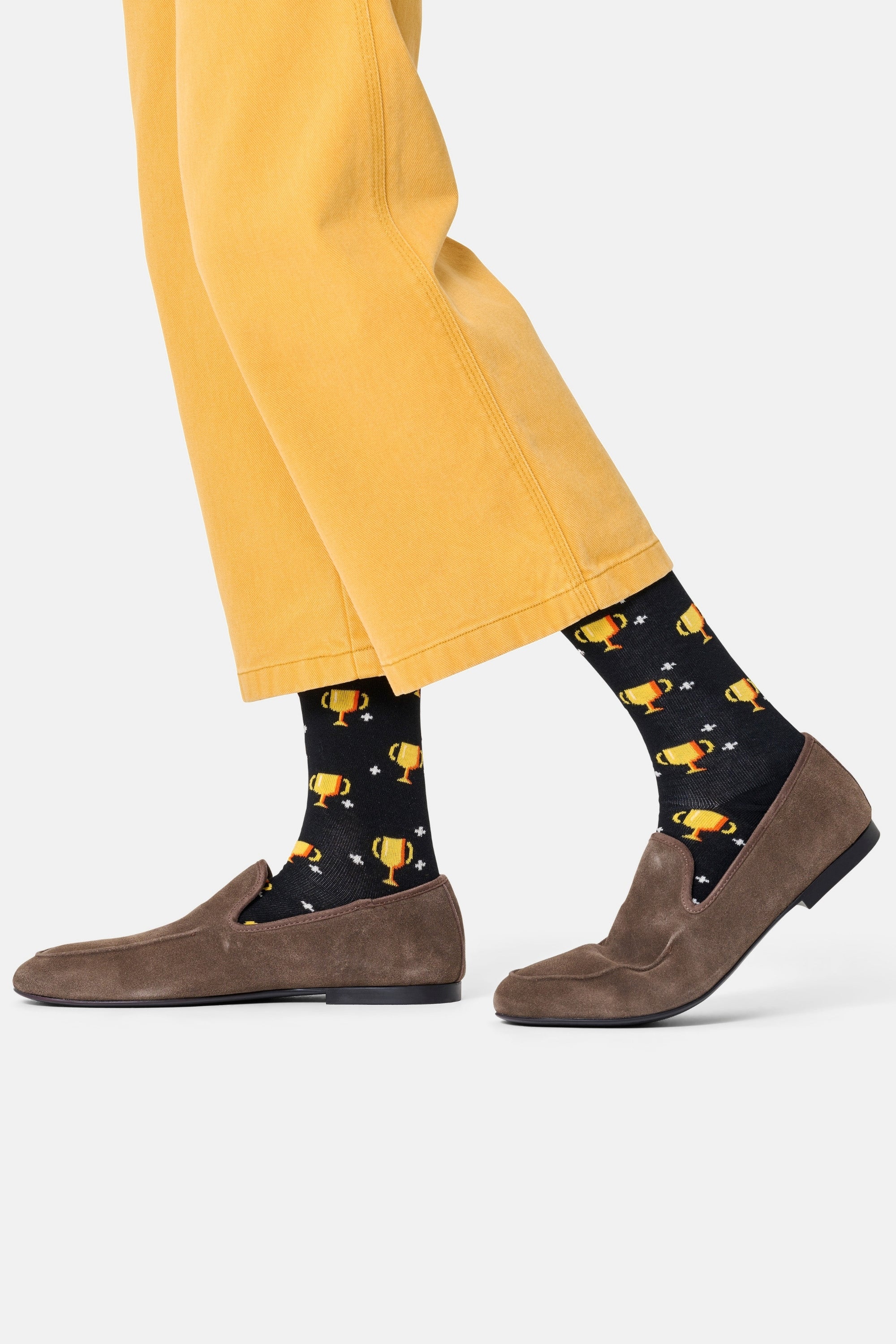 Happy Socks - Erkek Siyah Kupa Desenli Pamuklu Çorap