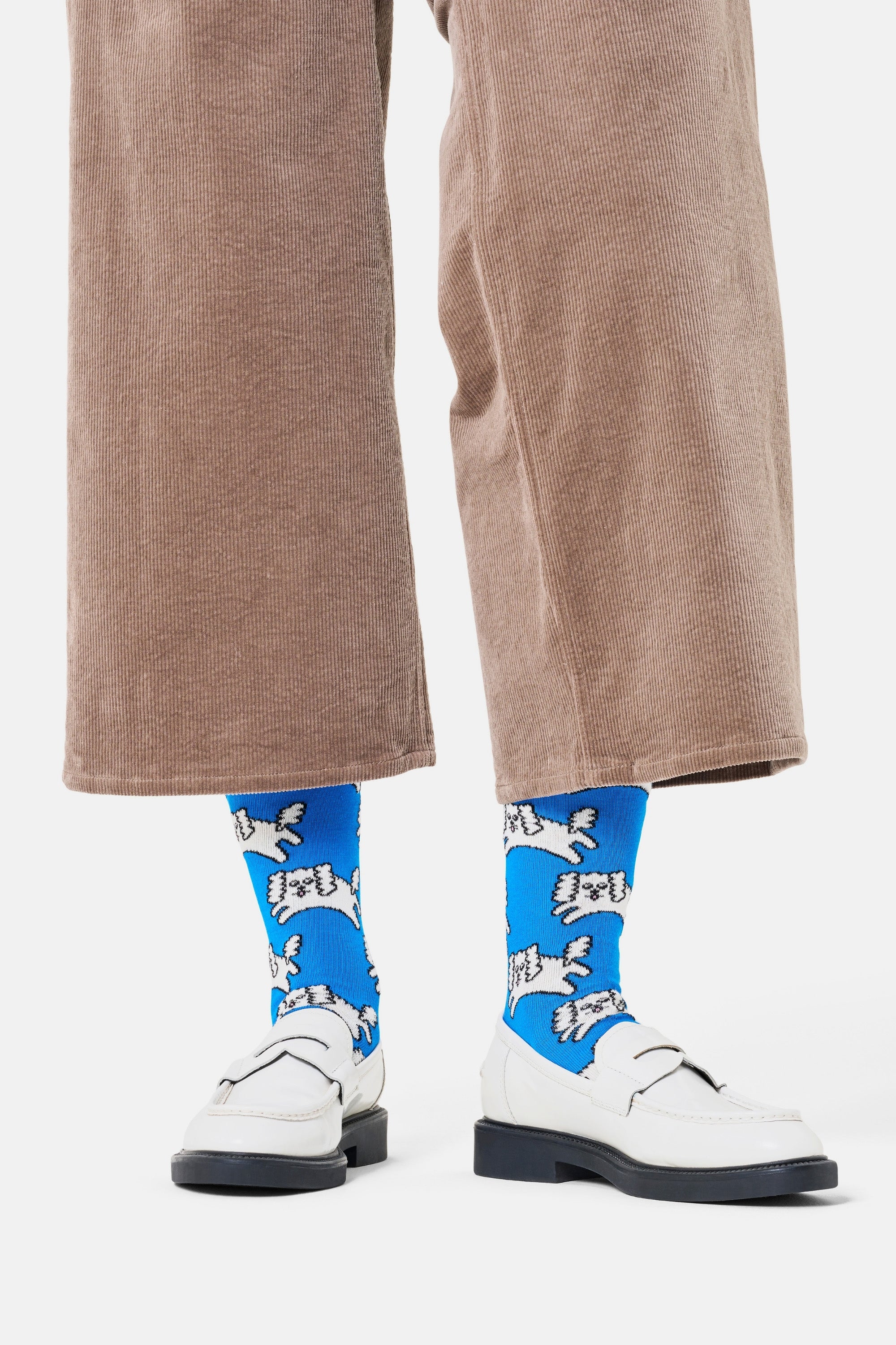 Happy Socks - Erkek Mavi Köpek Desenli Pamuklu Çorap