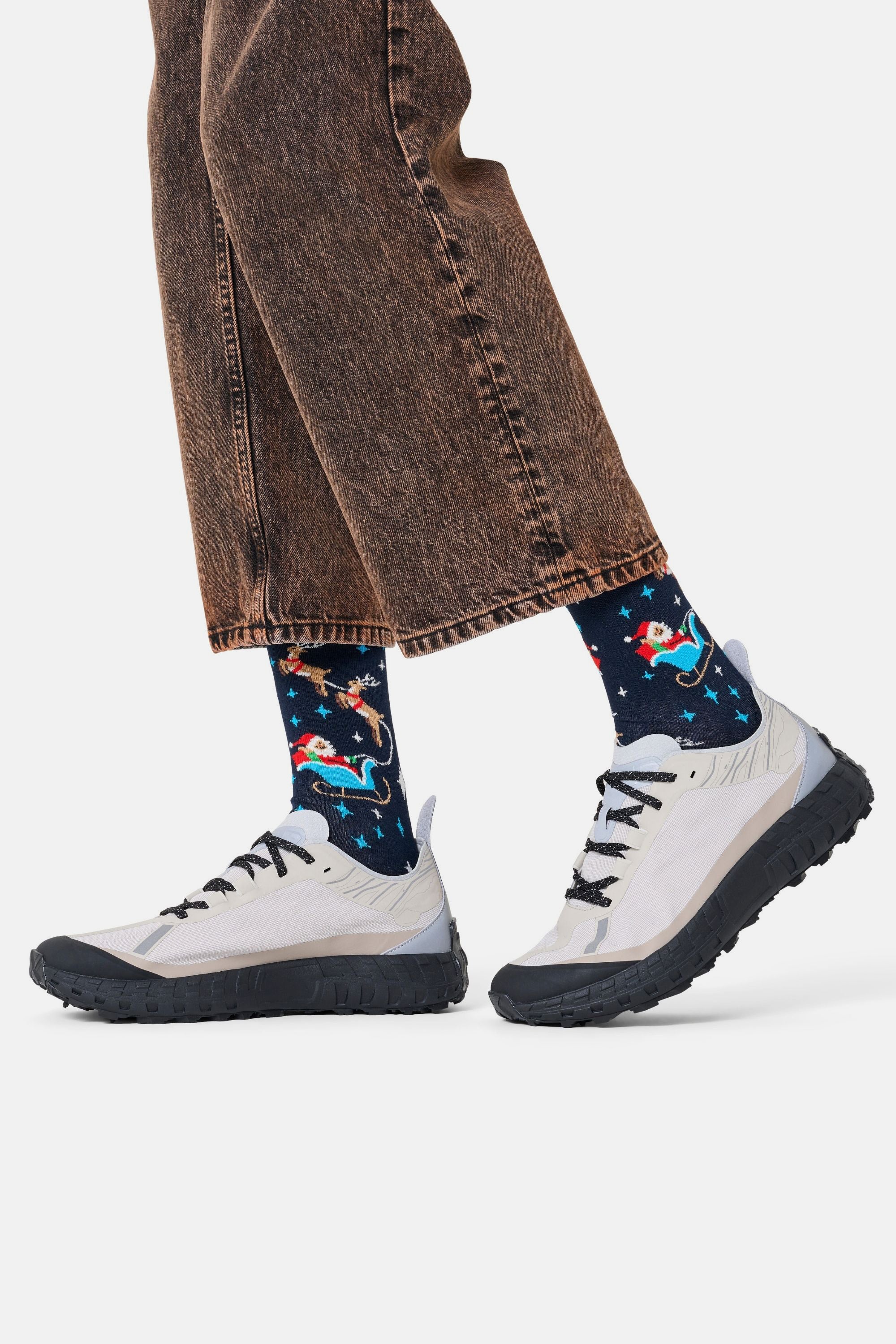 Happy Socks - Erkek Lacivert Kızak Desenli Pamuklu Çorap