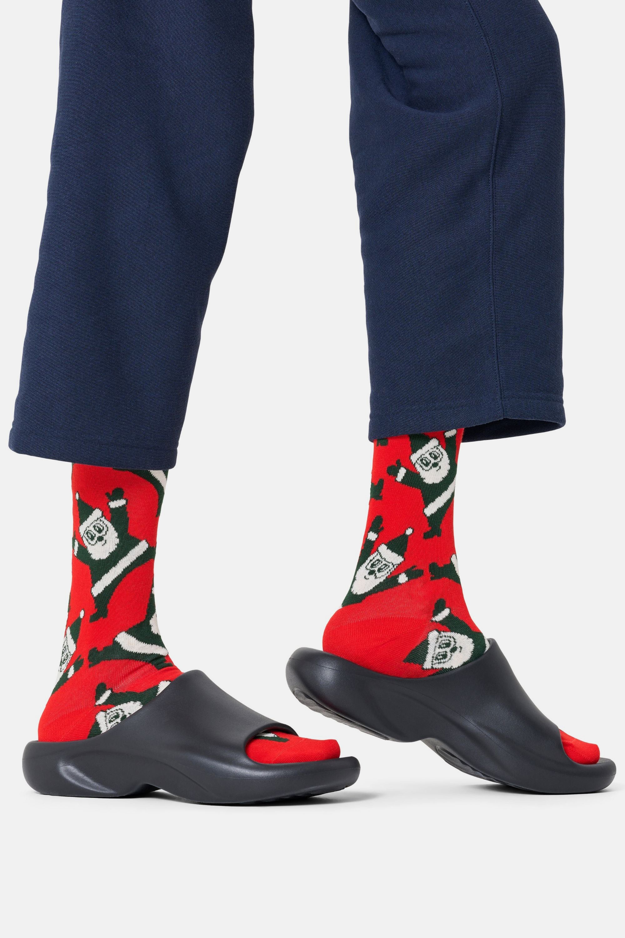 Happy Socks - Erkek Kırmızı Noel Baba Desenli Pamuklu Çorap