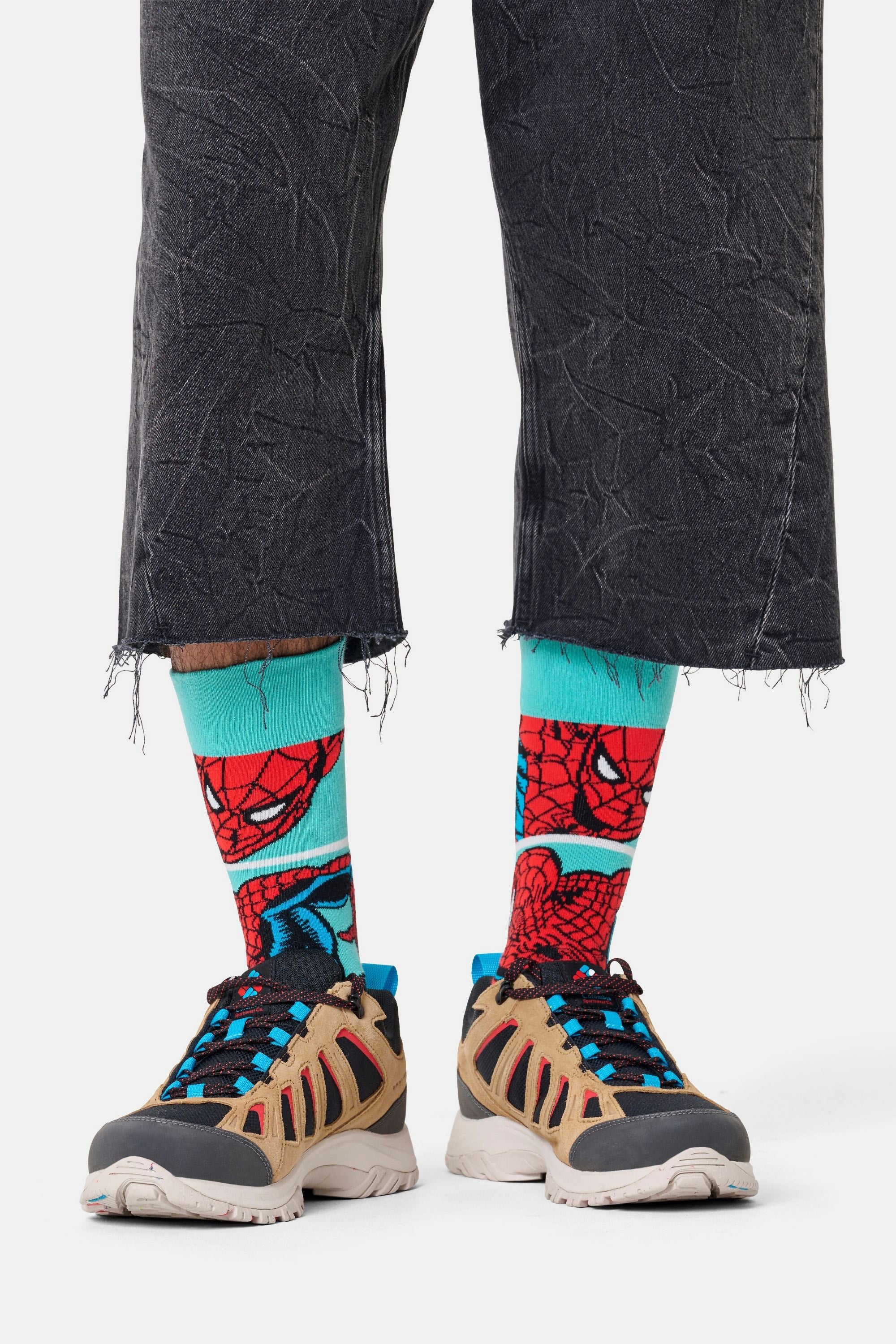 Happy Socks - Erkek Spıder-Man Desenli Pamuklu Çorap