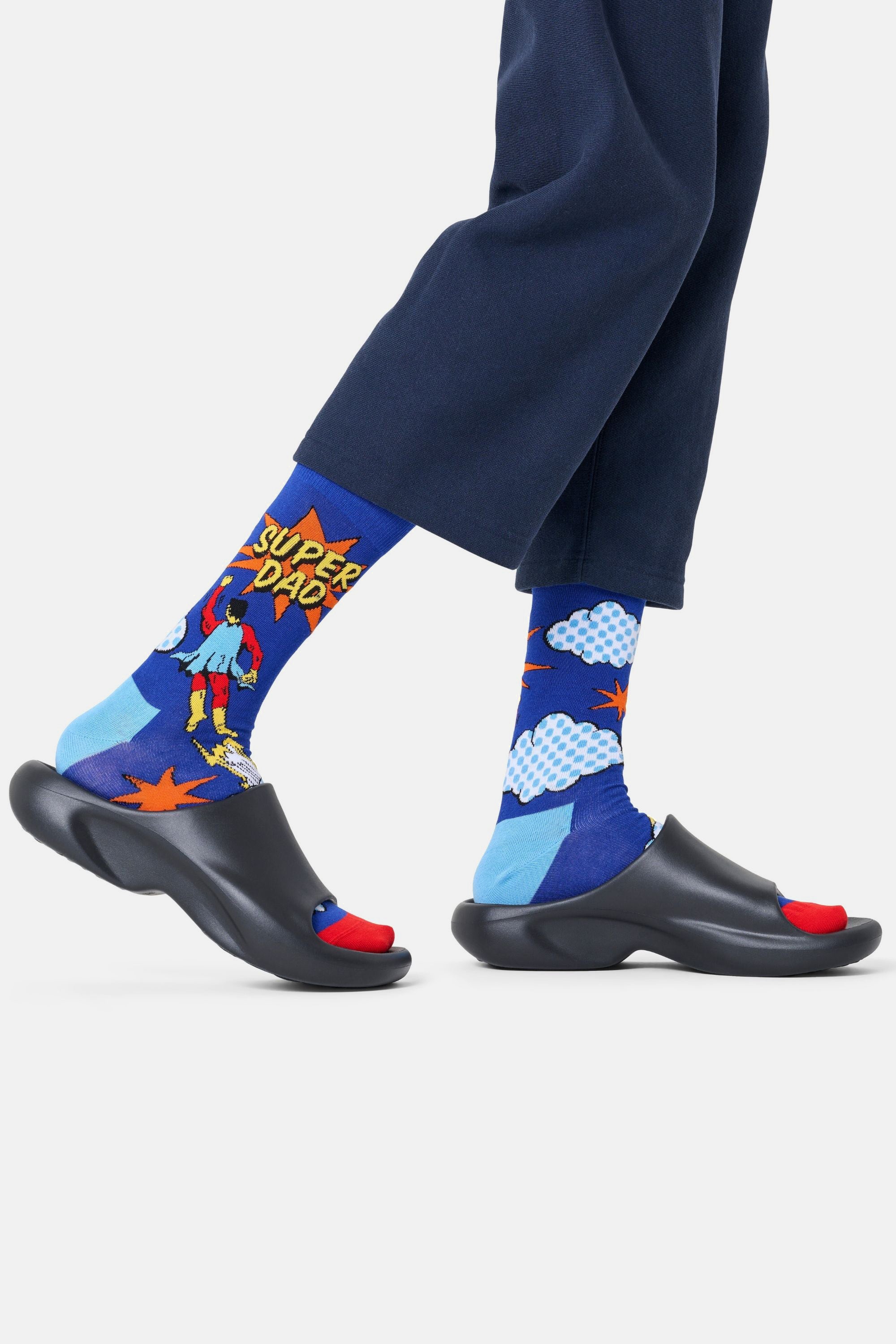 Happy Socks - Erkek Mavi Baba Temalı Pamuklu Çorap