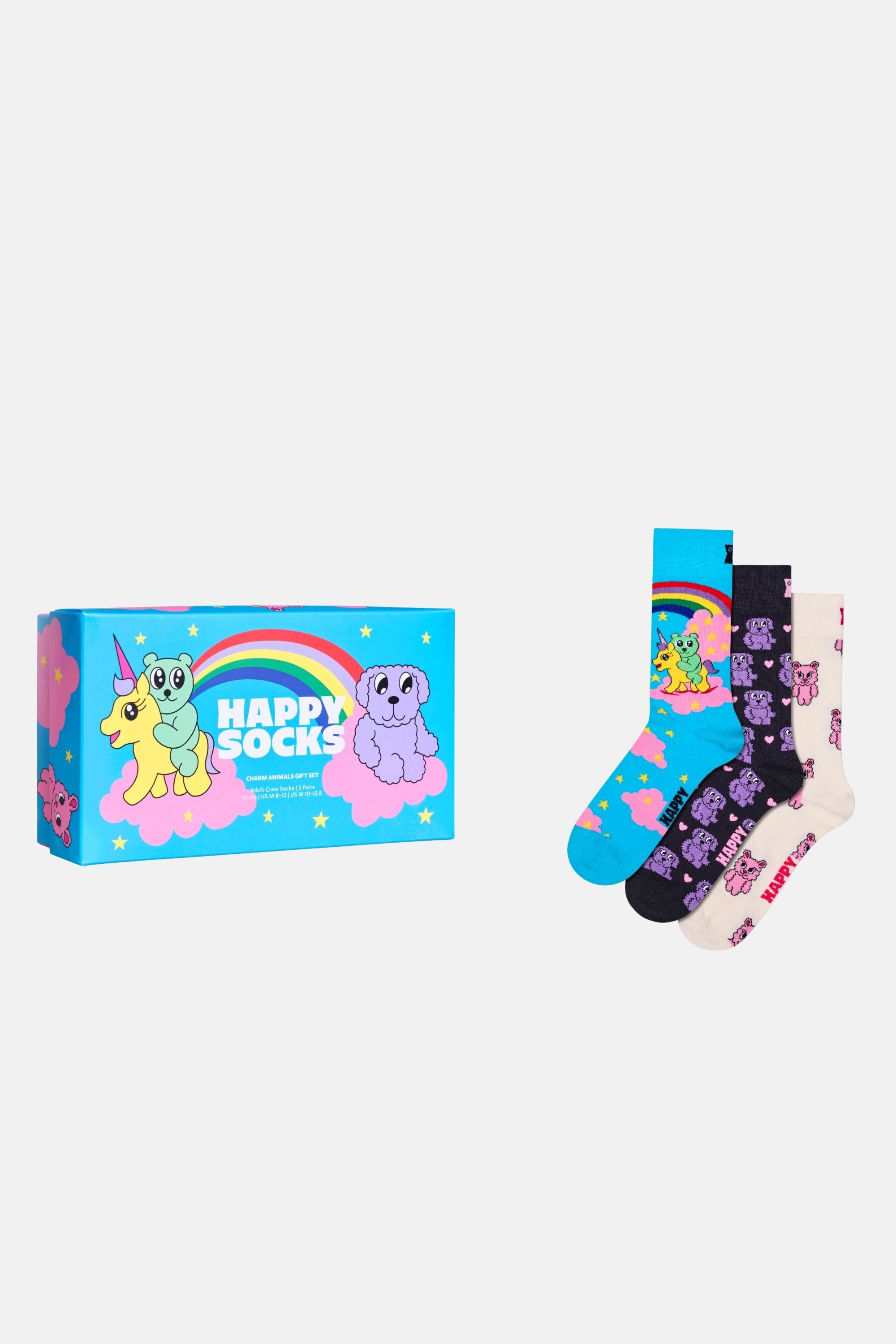 Happy Socks - Çok Renkli Unıcorn Desenli 3'lü Pamuklu Çorap Seti