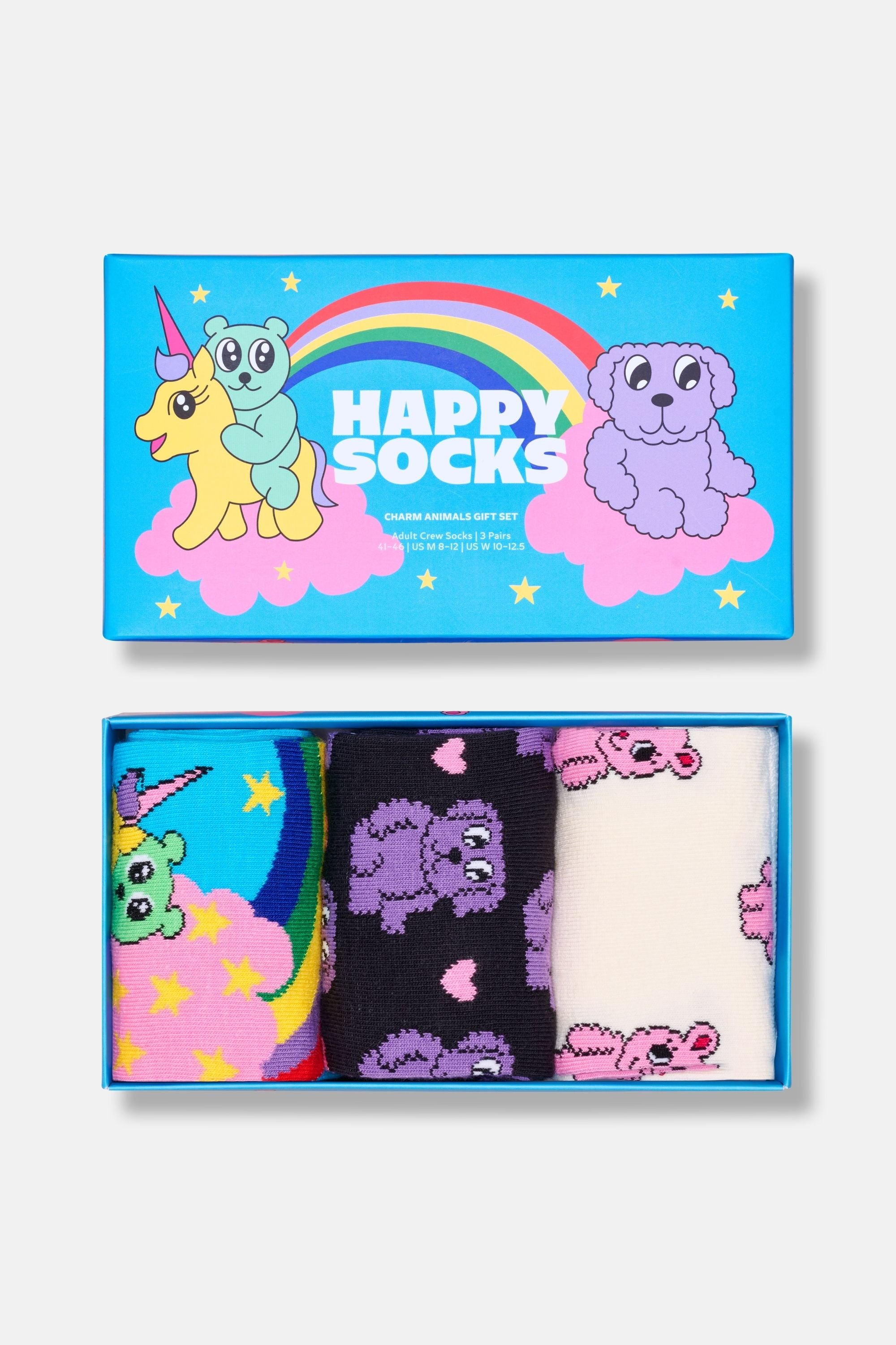 Happy Socks - Çok Renkli Unıcorn Desenli 3'lü Pamuklu Çorap Seti