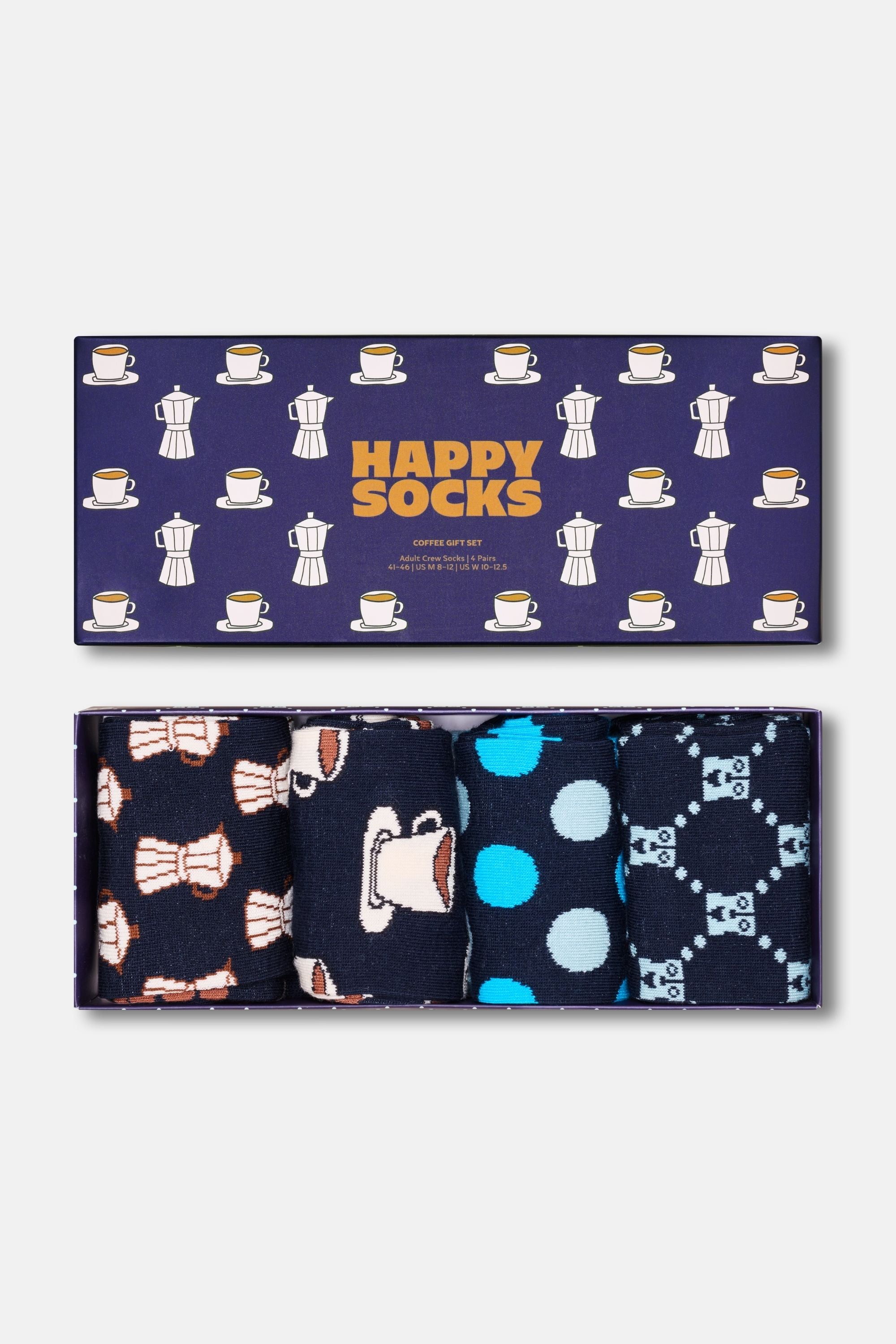 Happy Socks - Çok Renkli Kahve Desenli 4'lü Pamuklu Çorap Seti