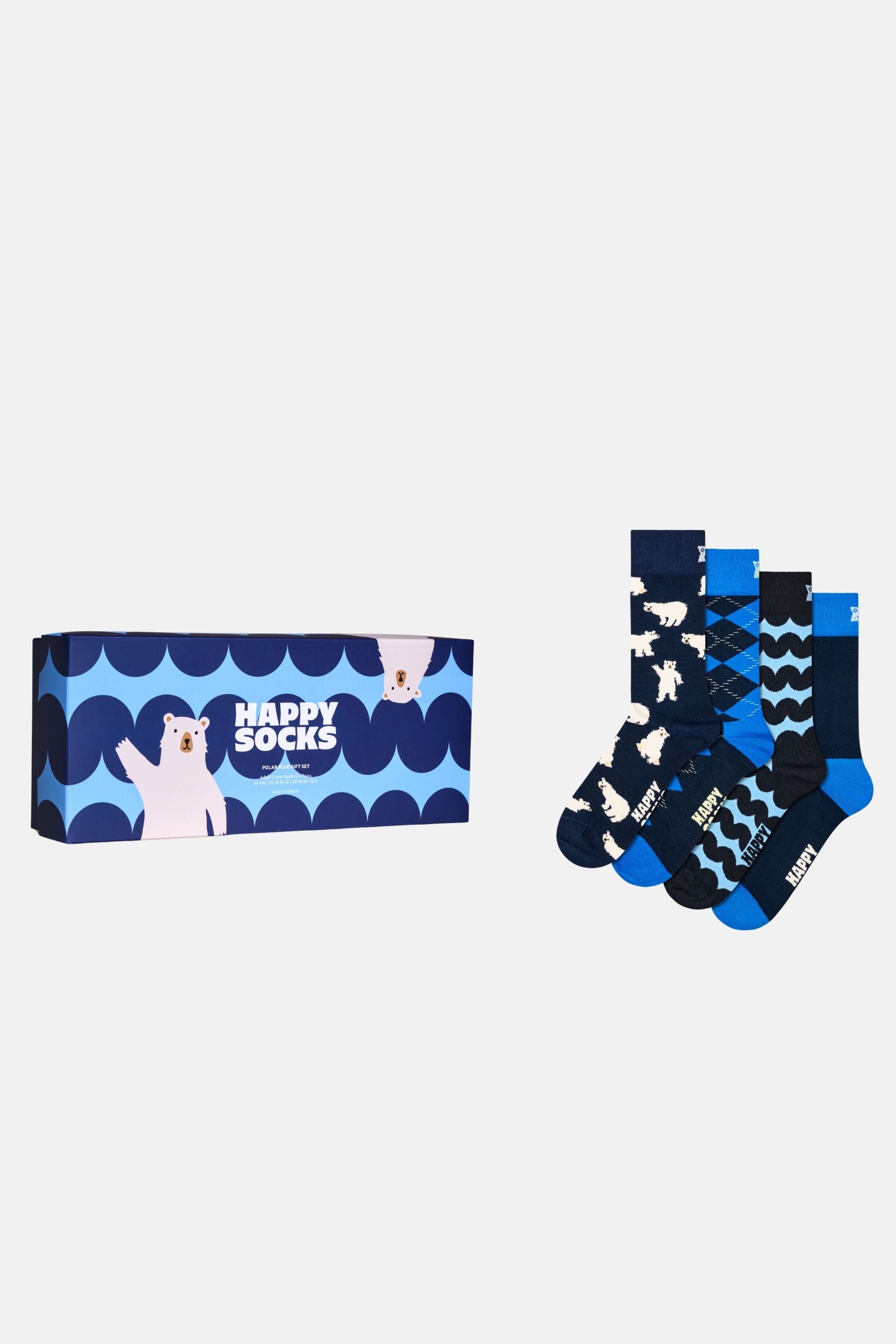 Happy Socks - Lacivert Kış Desenli 4'lü Pamuklu Çorap Seti