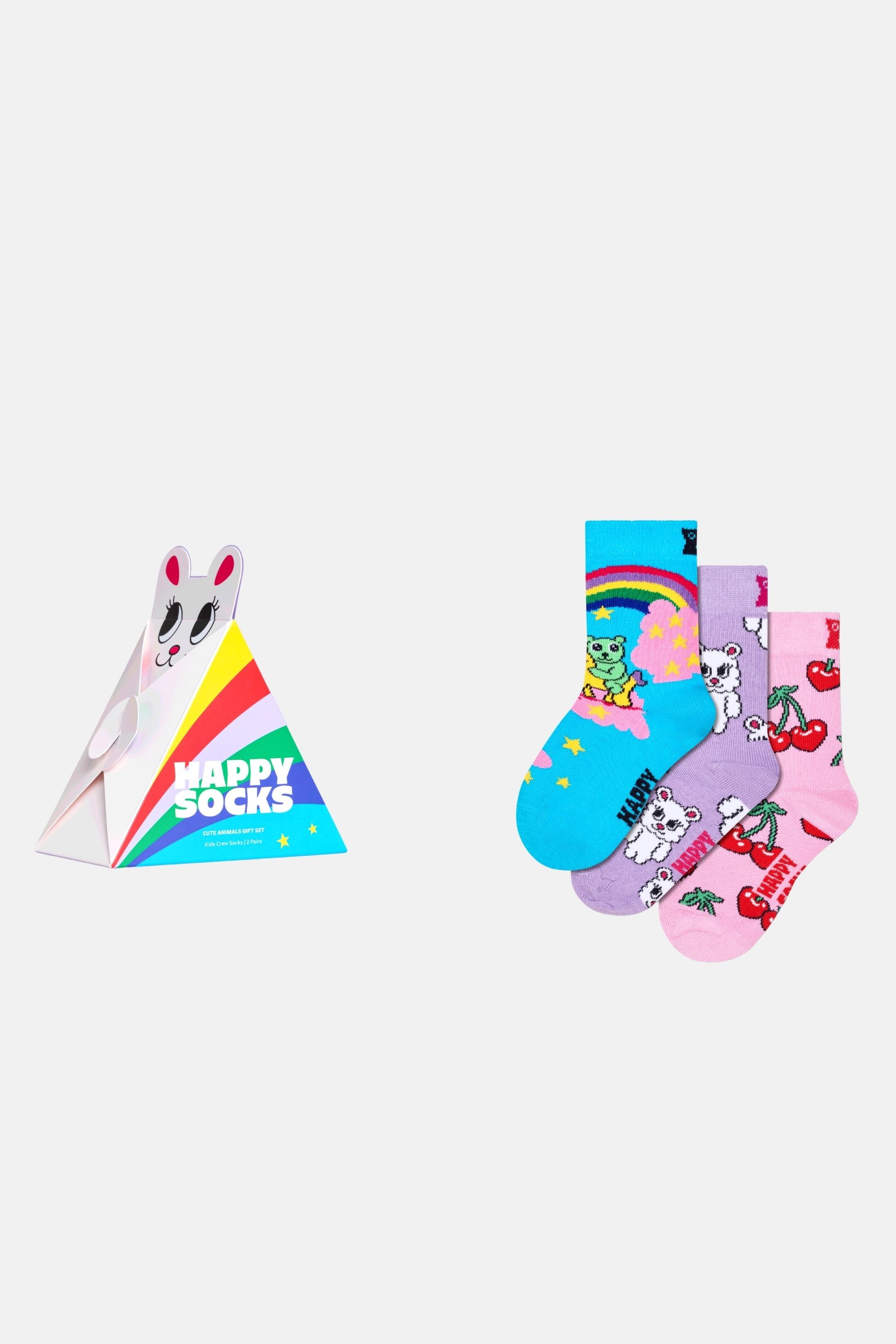 Happy Socks - Çocuk Çok Renkli Kiraz Desenli 3'lü Pamuklu Çorap Seti