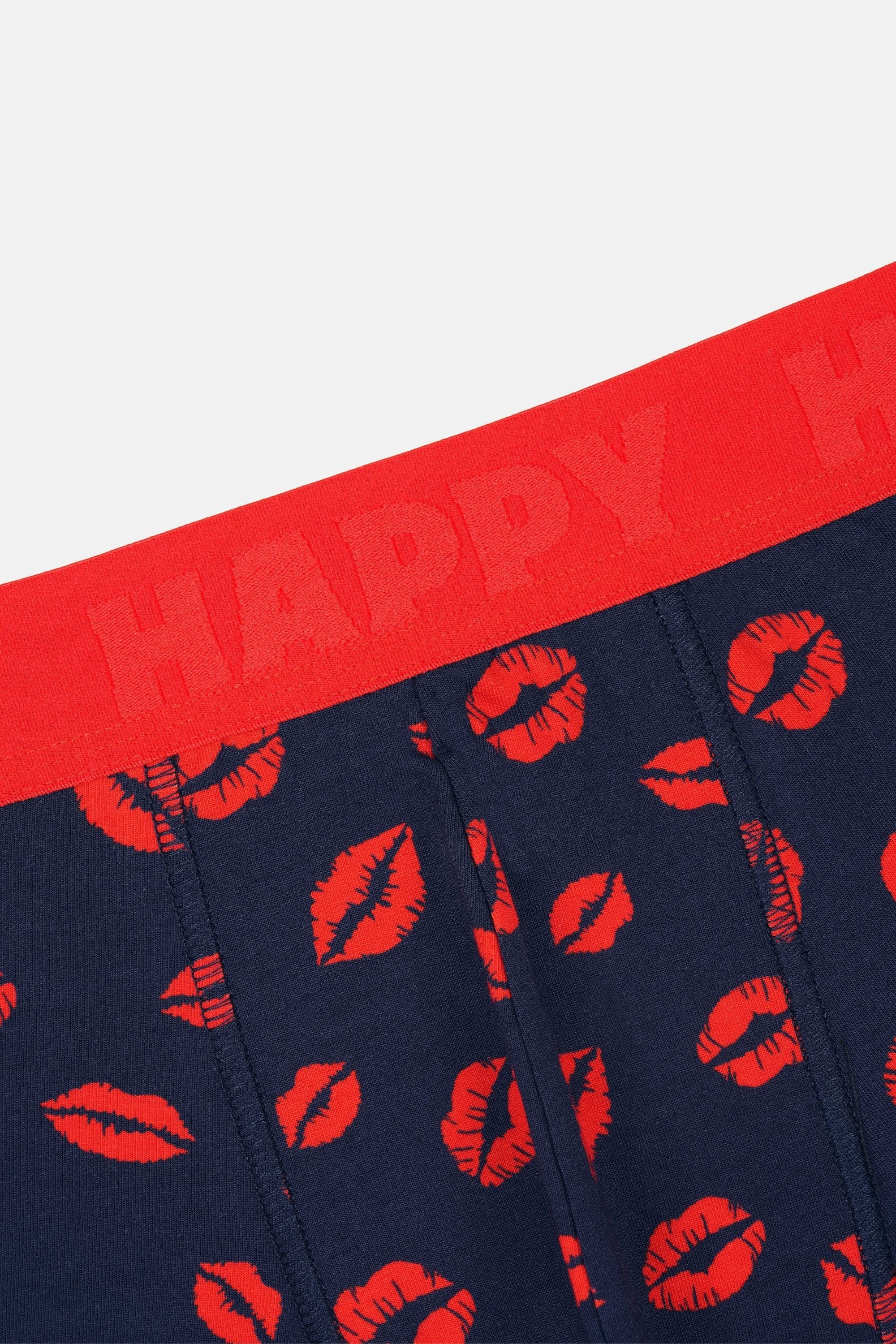 Happy Socks - Erkek Lacivert Dudak Desenli Boxer