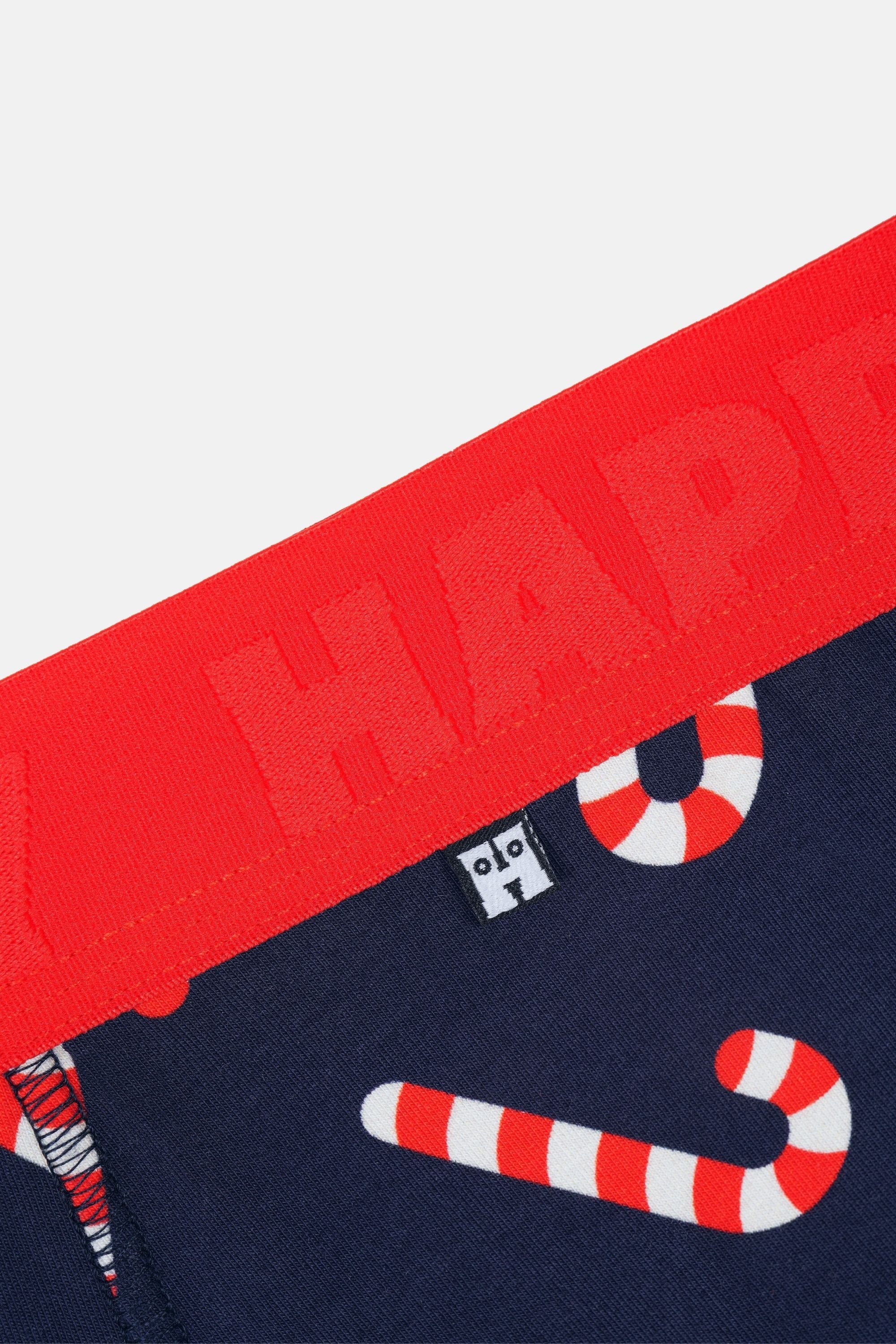 Happy Socks - Erkek Lacivert Baston Şeker Desenli Boxer