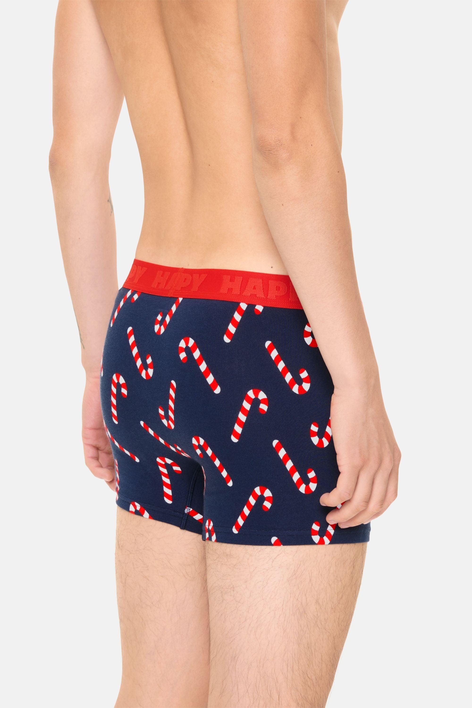 Happy Socks - Erkek Lacivert Baston Şeker Desenli Boxer